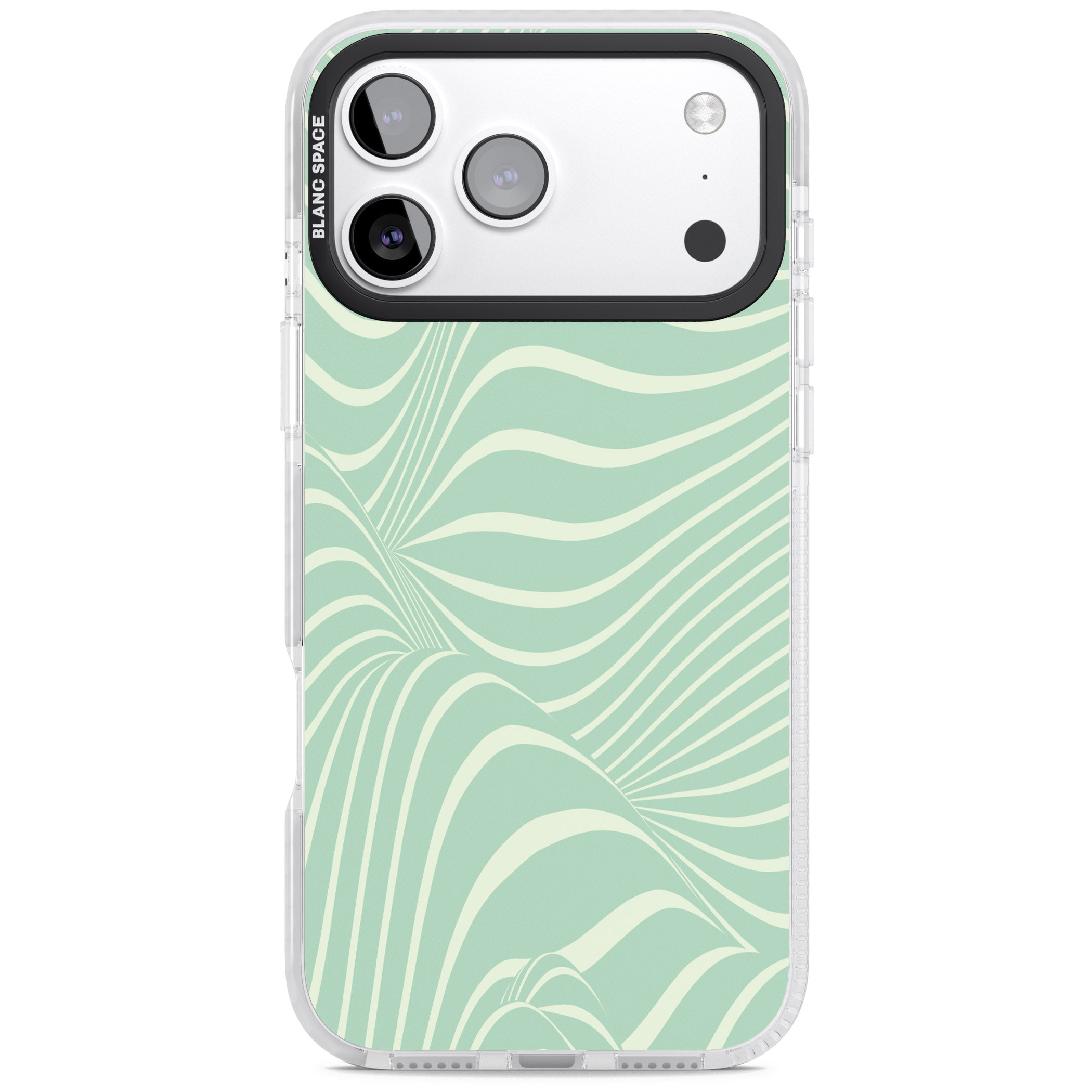 Mint Green Distorted Line iPhone 17 Pro Impact Clear Phone Case