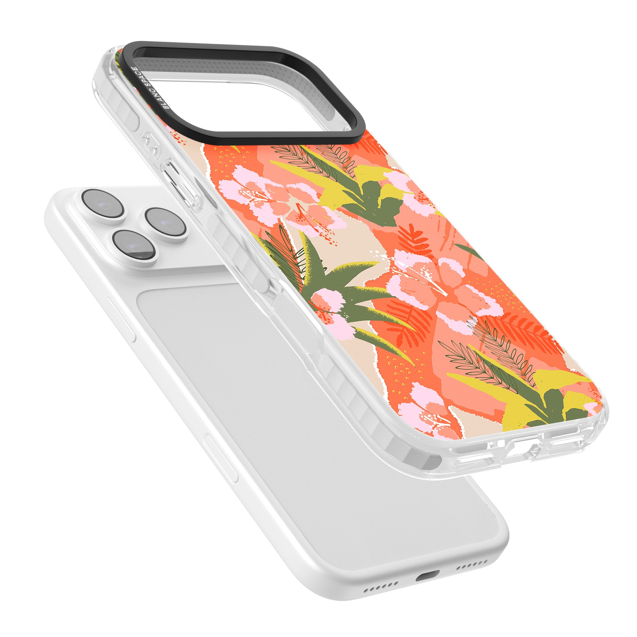 Hawaiian Flowers Abstract Pattern iPhone 17 Pro Impact Pro Clear Phone Case Colours