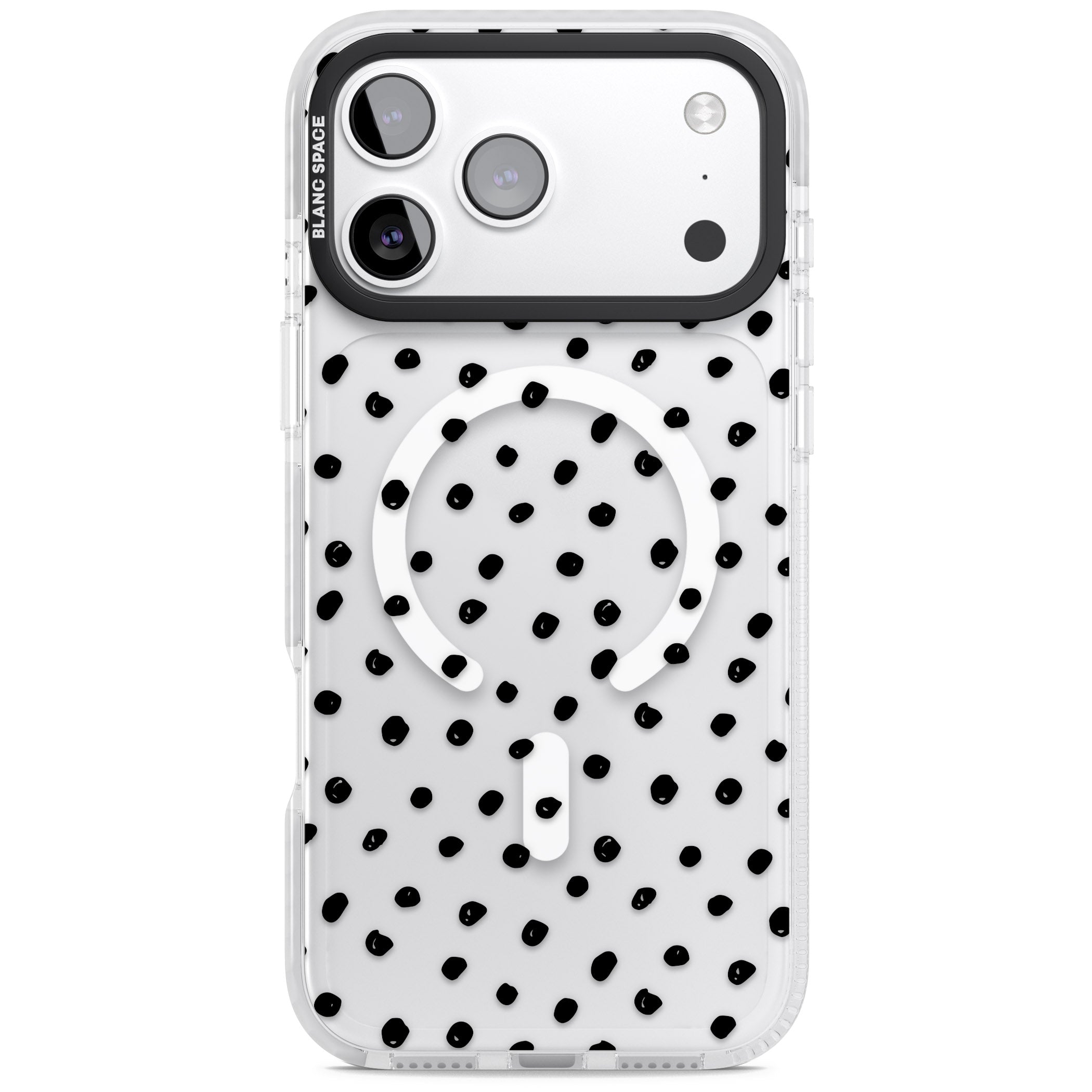 Messy Black Dot Pattern iPhone 17 Pro Impact Pro Clear Phone Case