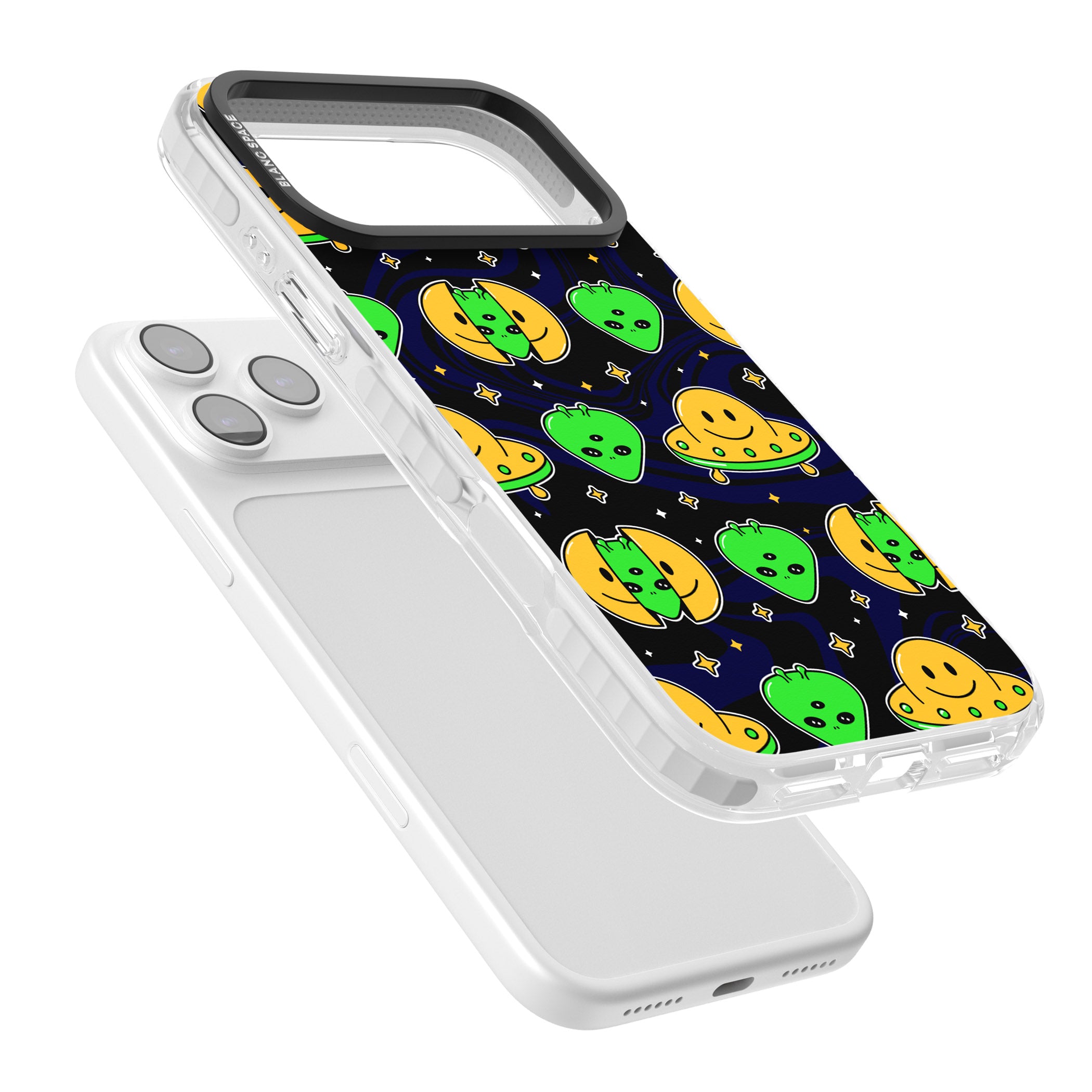 Alien Head Pattern iPhone 17 Pro Impact Pro Clear Phone Case Colours