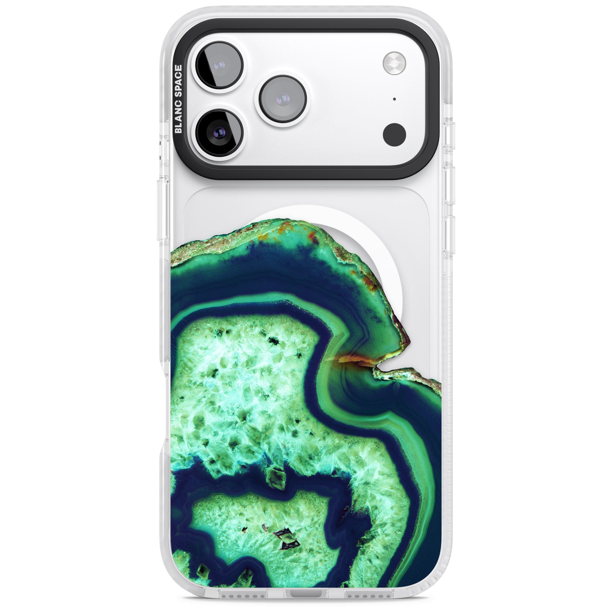Emerald Agate Slice iPhone 17 Pro Impact Pro Clear Phone Case