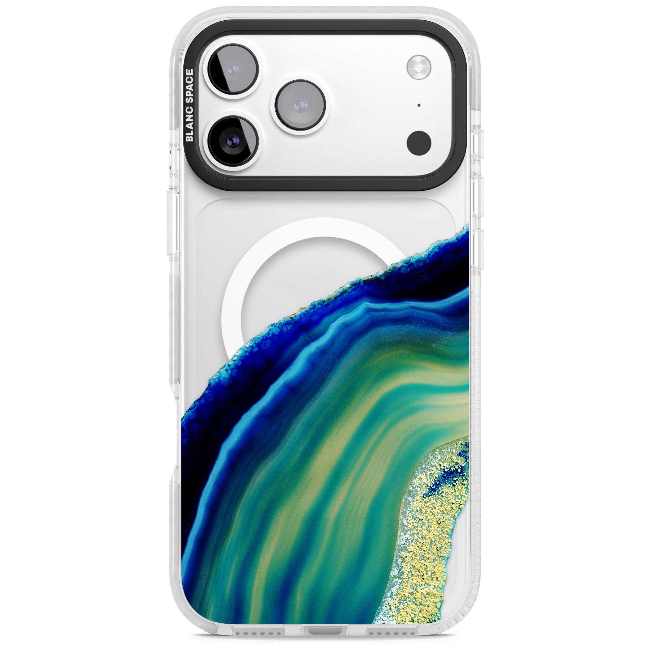 Green & Blue Emerald Geode iPhone 17 Pro Impact Pro Clear Phone Case