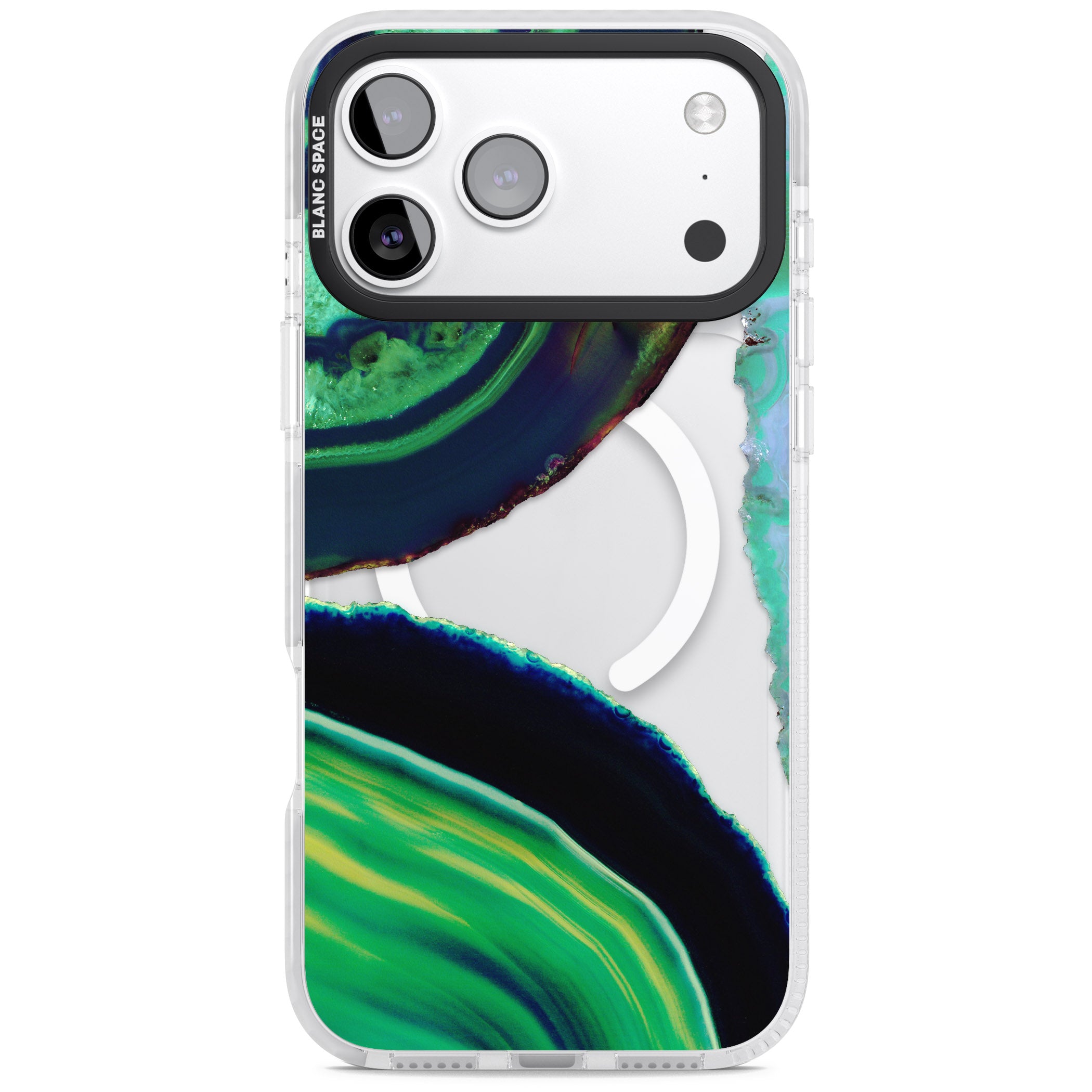 Green Geode Glow iPhone 17 Pro Impact Pro Clear Phone Case