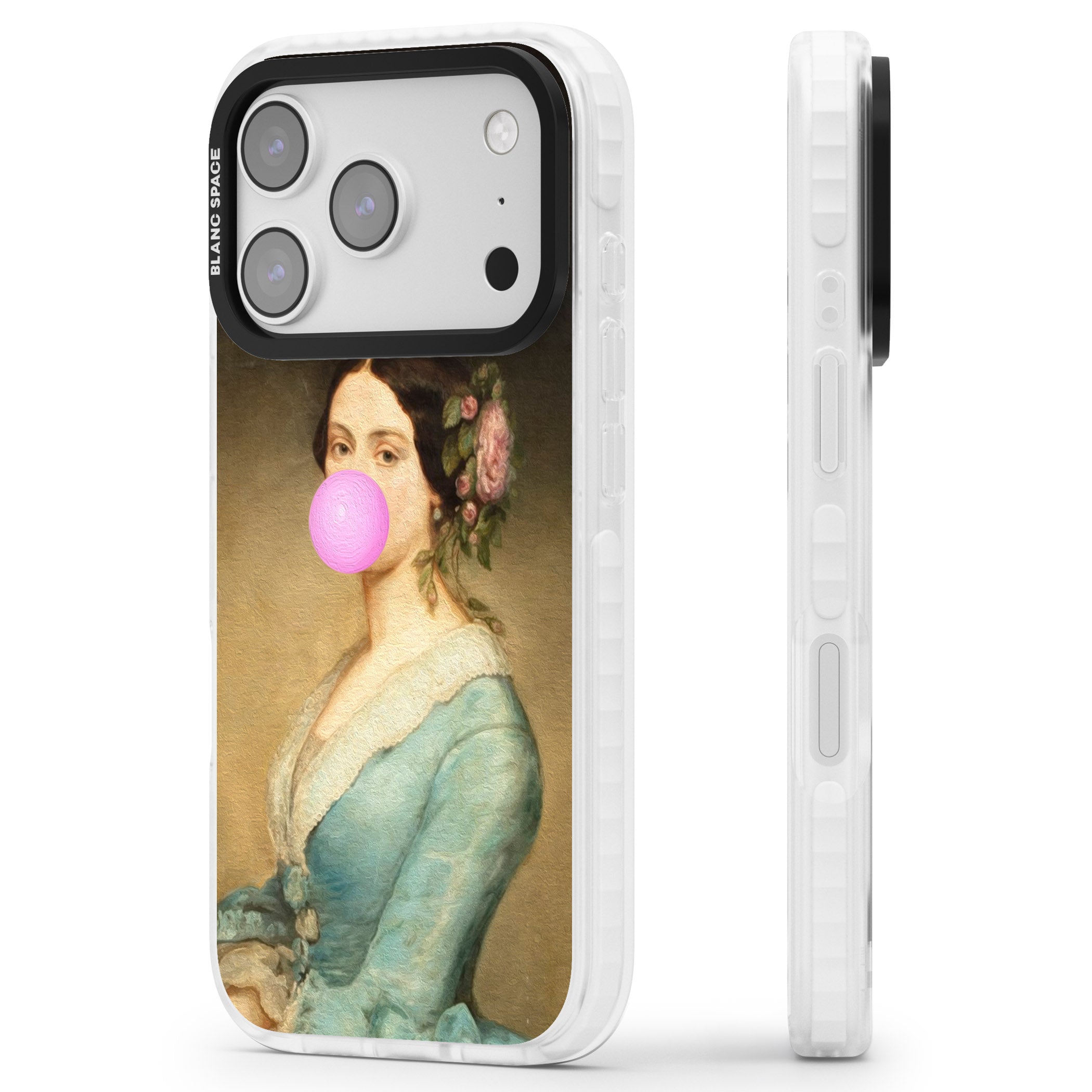 Bubblegum Renaissance iPhone 17 Pro Impact Pro Clear Phone Case Side Profile