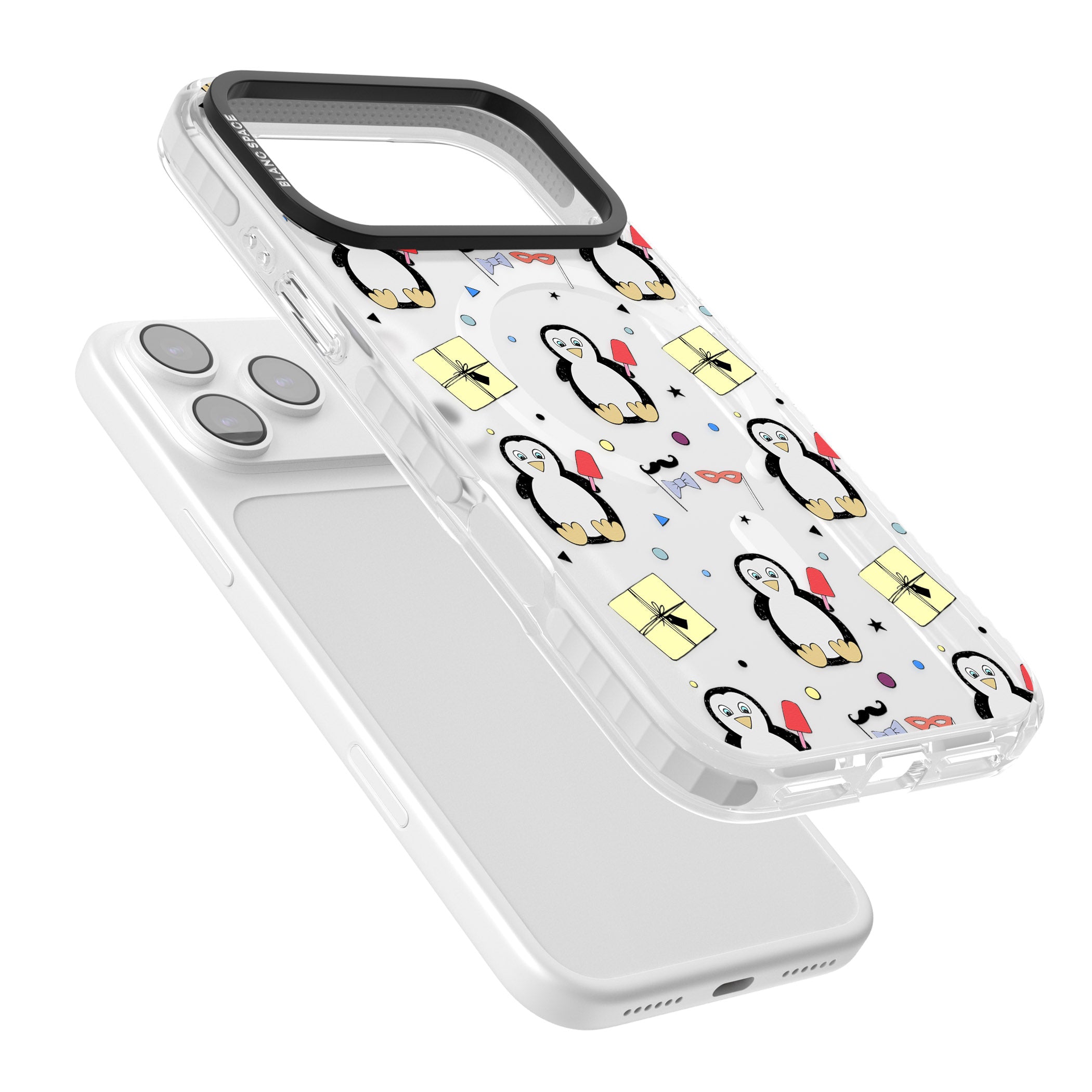 Cute Penguin Pattern Clear iPhone 17 Pro Impact Pro Clear Phone Case Colours