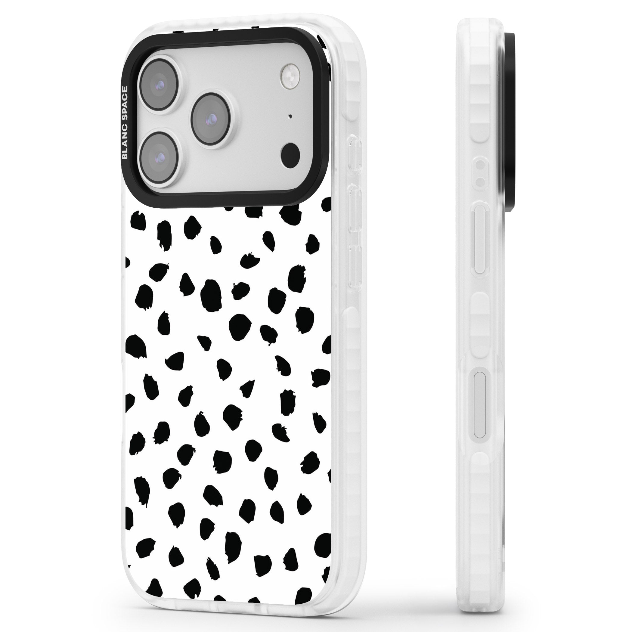 Dalmatian Print iPhone 17 Pro Impact Pro Clear Phone Case Side Profile