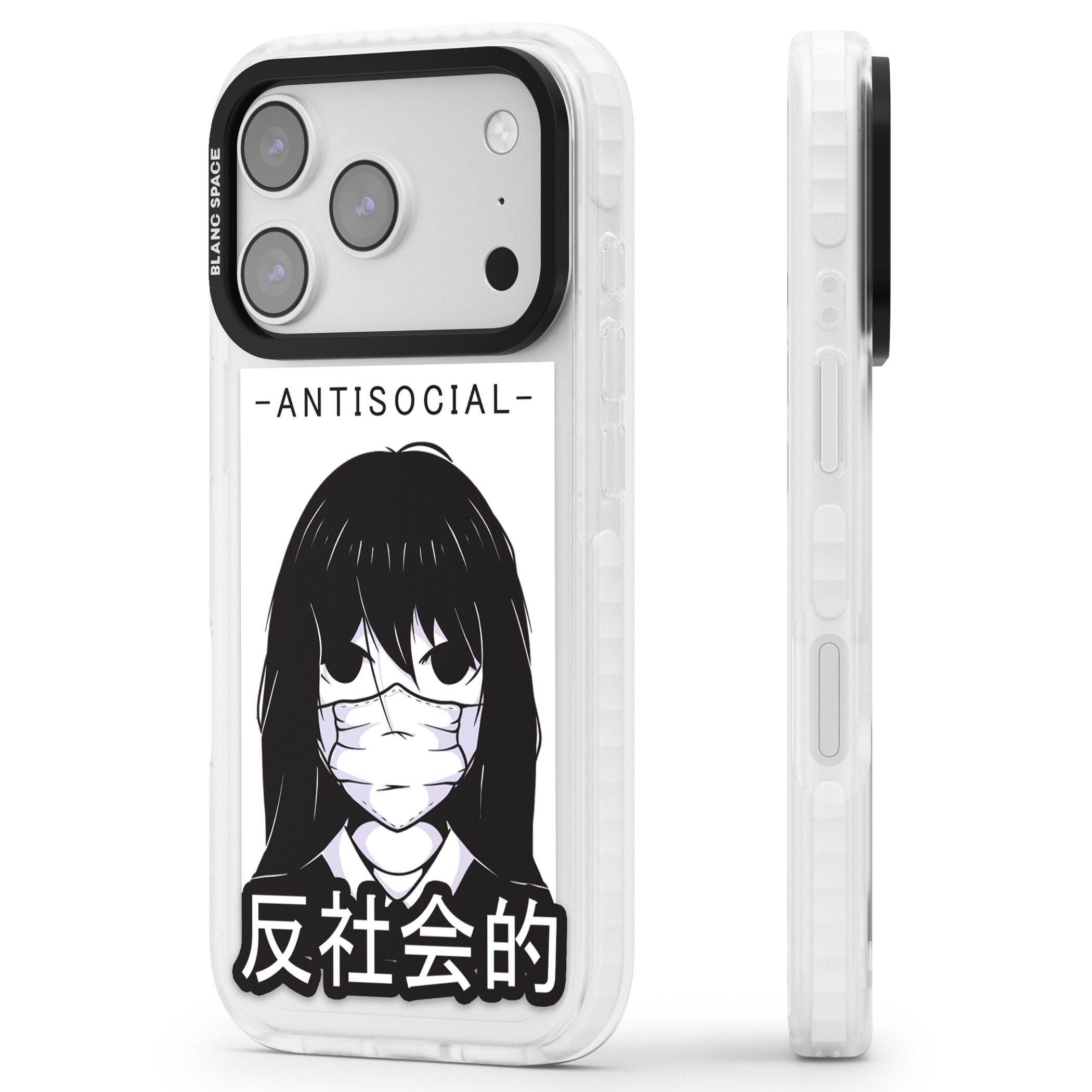 Anti Social iPhone 17 Pro Impact Pro Clear Phone Case Side Profile