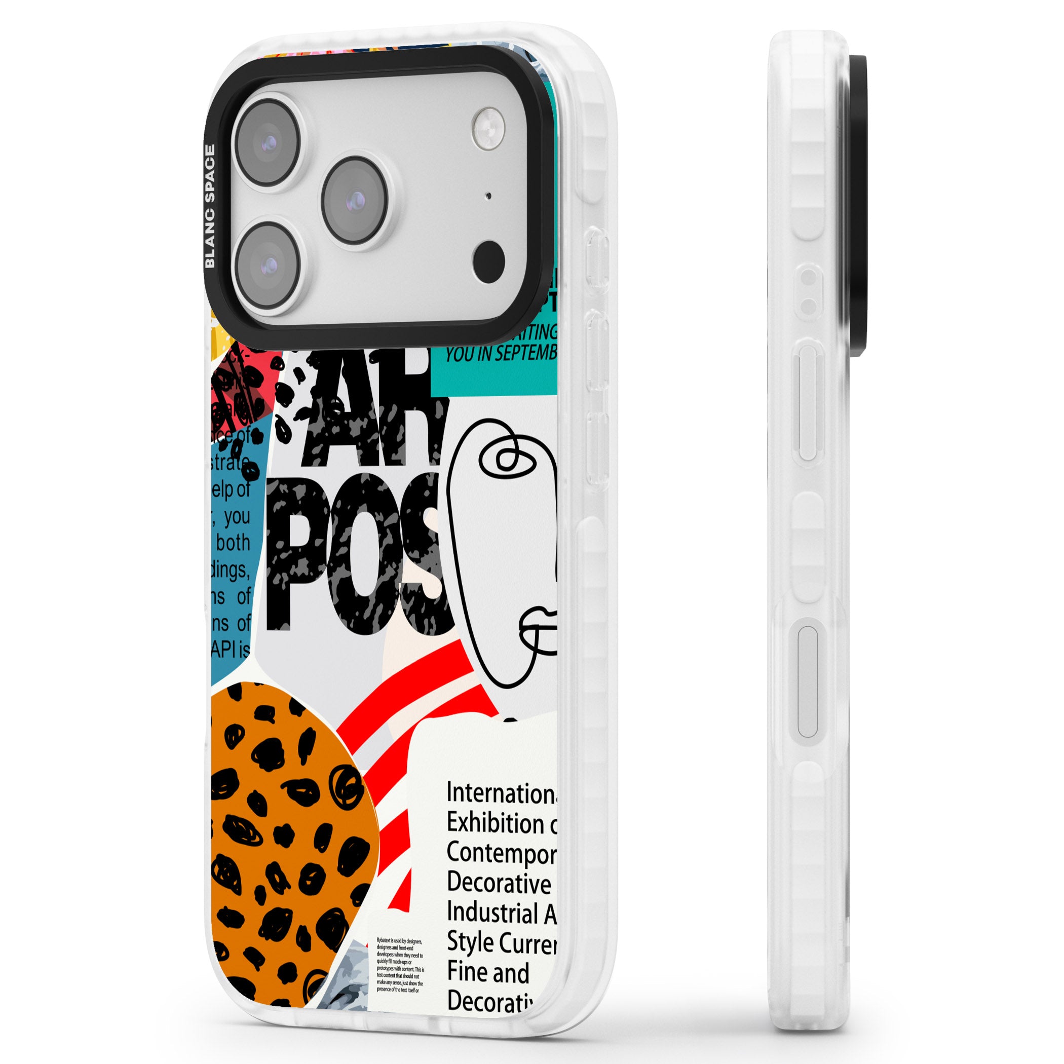 Abstract Art Poster iPhone 17 Pro Impact Pro Clear Phone Case Side Profile