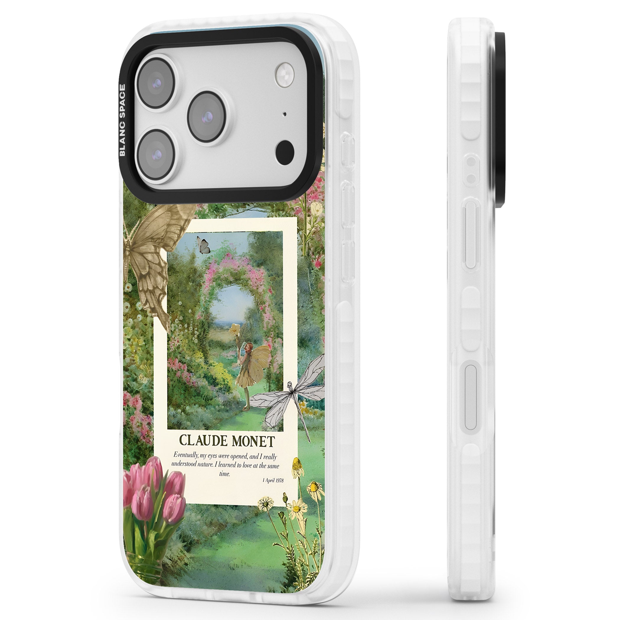 Monet Fairy Garden iPhone 17 Pro Impact Pro Clear Phone Case Side Profile