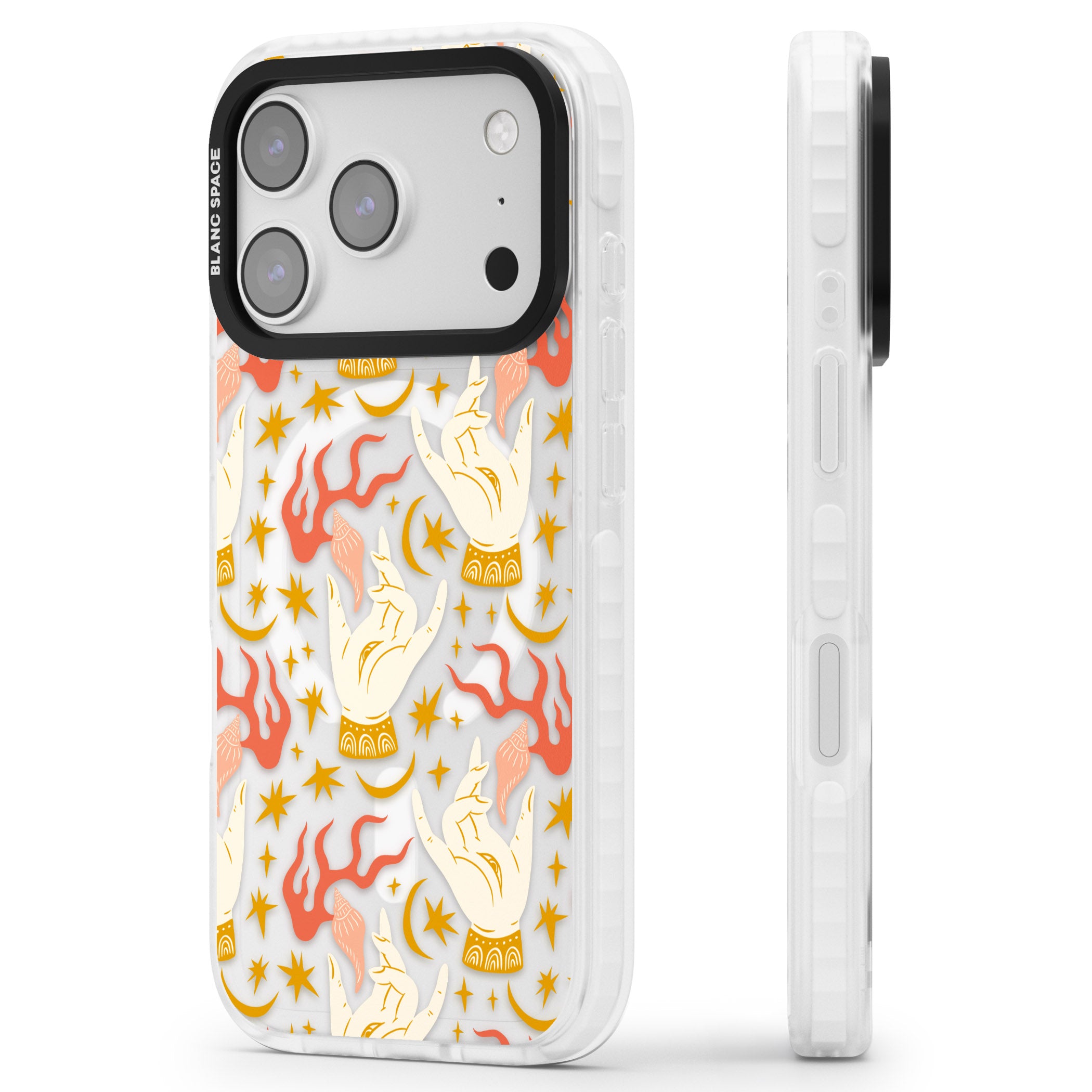Hand Watcher Pattern iPhone 17 Pro Impact Pro Clear Phone Case Side Profile