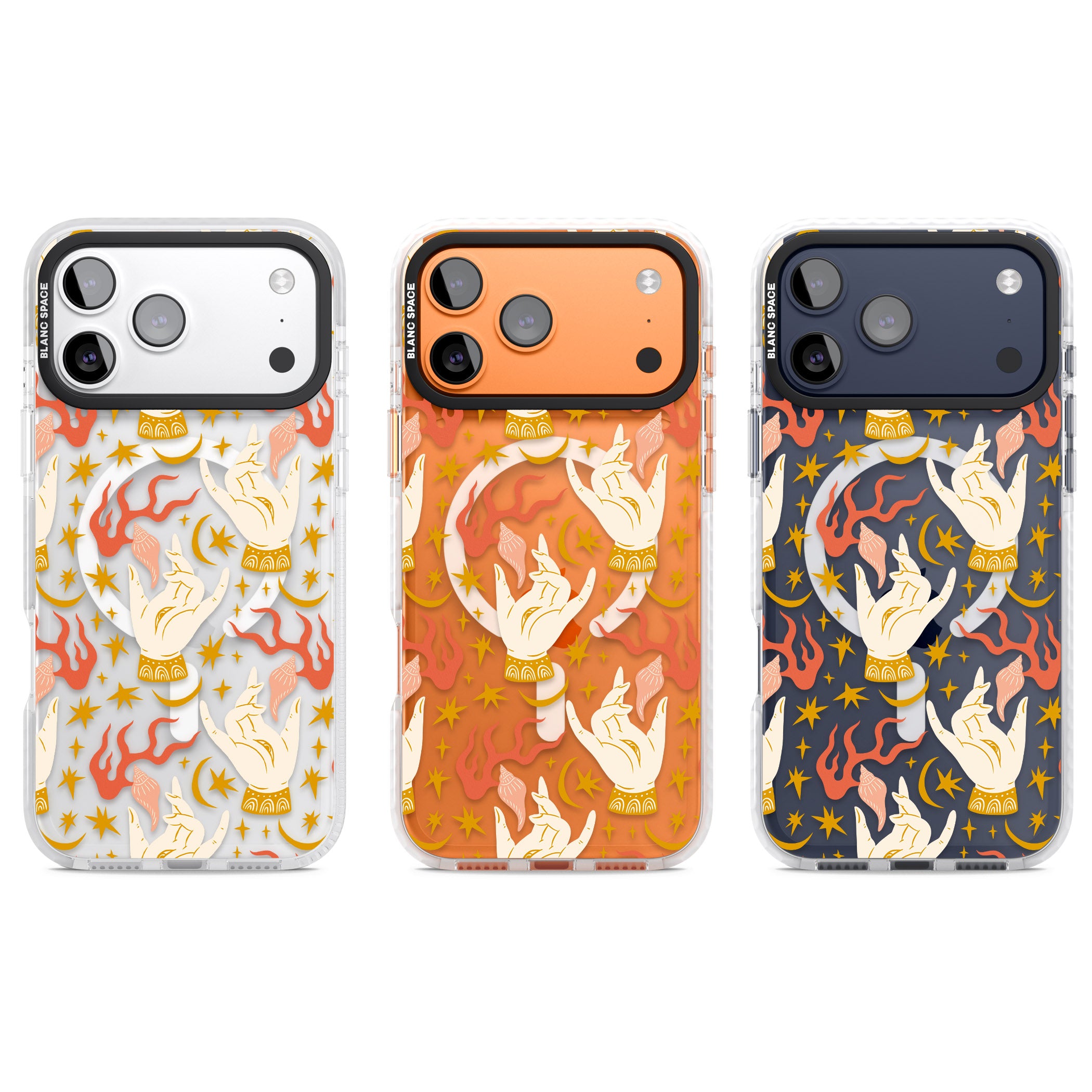 Hand Watcher Pattern iPhone 17 Pro Impact Pro Clear Phone Case APT Impact Protection