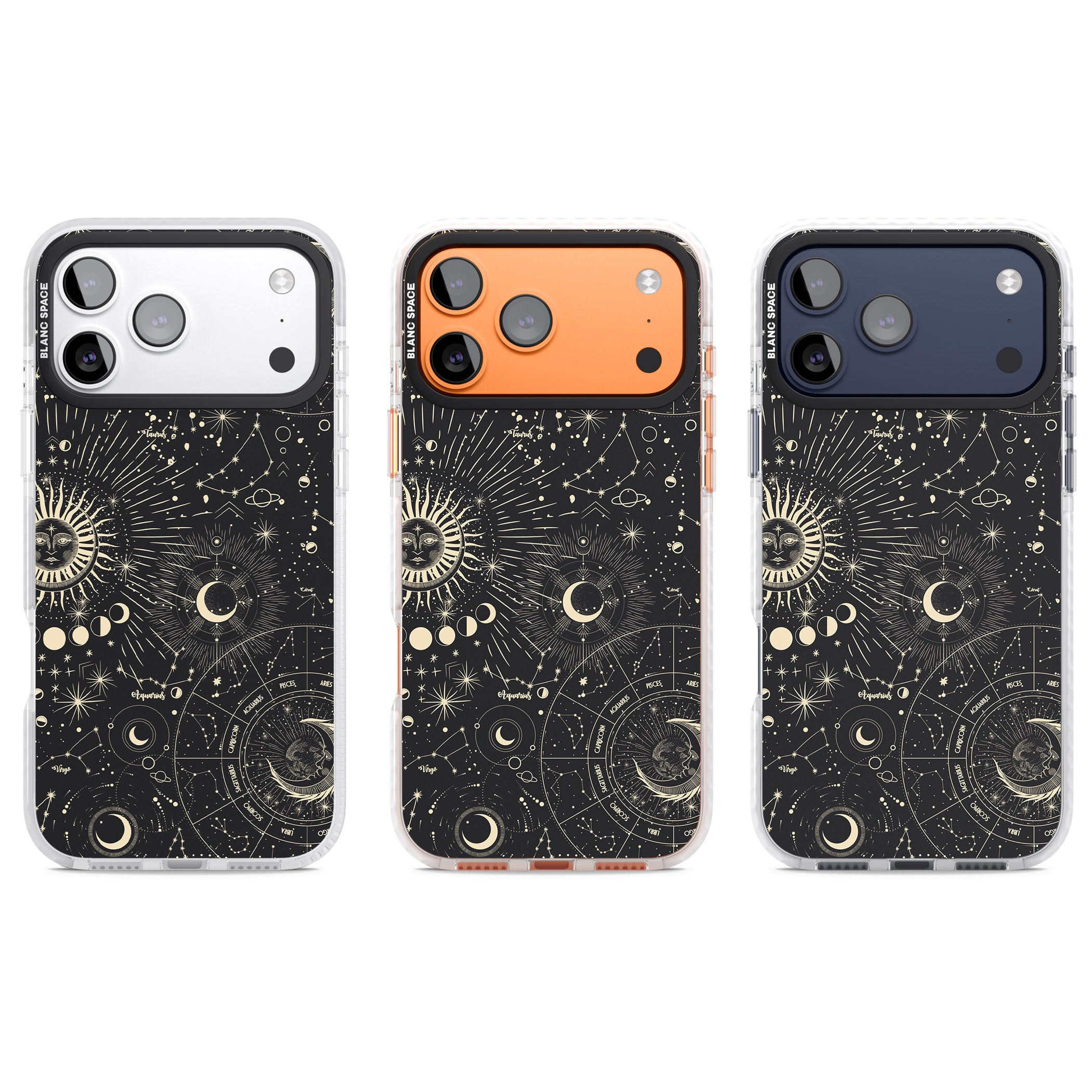 Suns & Zodiac Celestial Chart iPhone 17 Pro Impact Pro Clear Phone Case APT Impact Protection