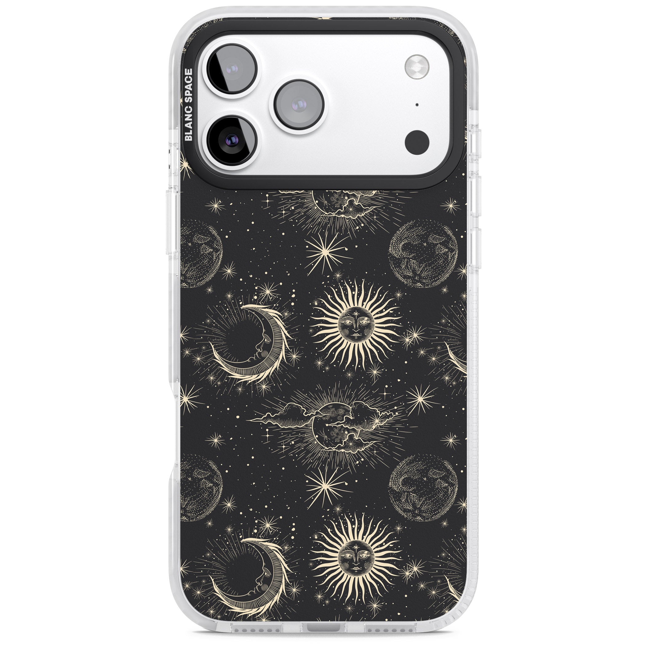 Suns & Moons Celestial Night iPhone 17 Pro Impact Pro Clear Phone Case