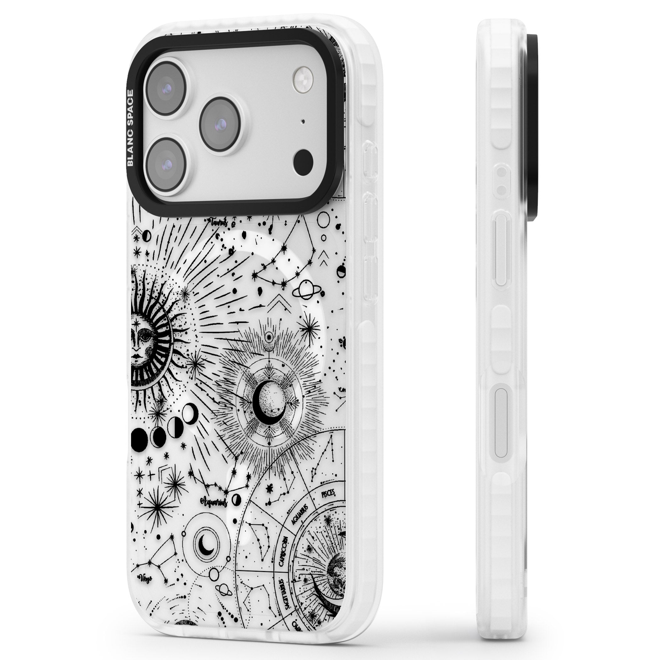 Celestial Chart iPhone 17 Pro Impact Pro Clear Phone Case Side Profile