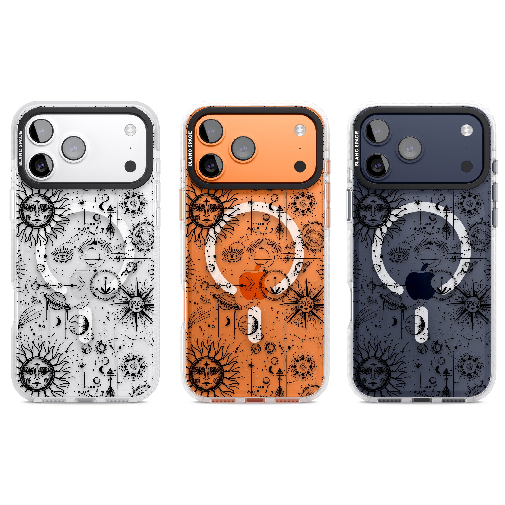 Cosmic Sun & Planets Zodiac iPhone 17 Pro Impact Pro Clear Phone Case APT Impact Protection