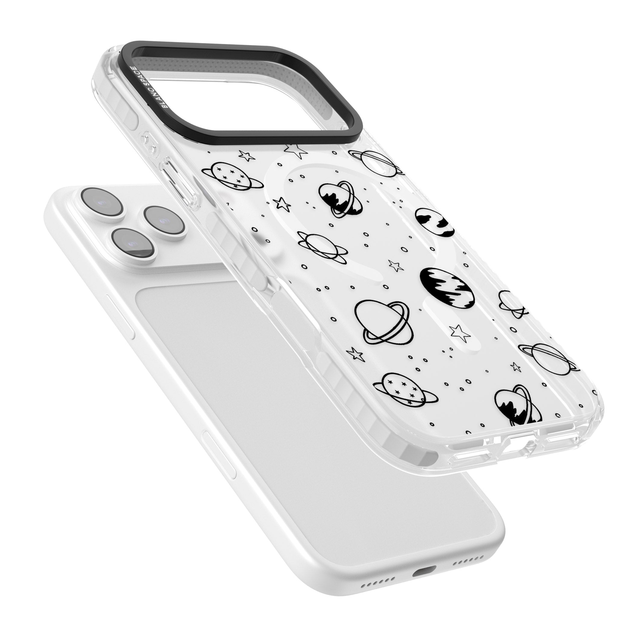 Cosmic Sketch Black Clear iPhone 17 Pro Impact Pro Clear Phone Case Colours