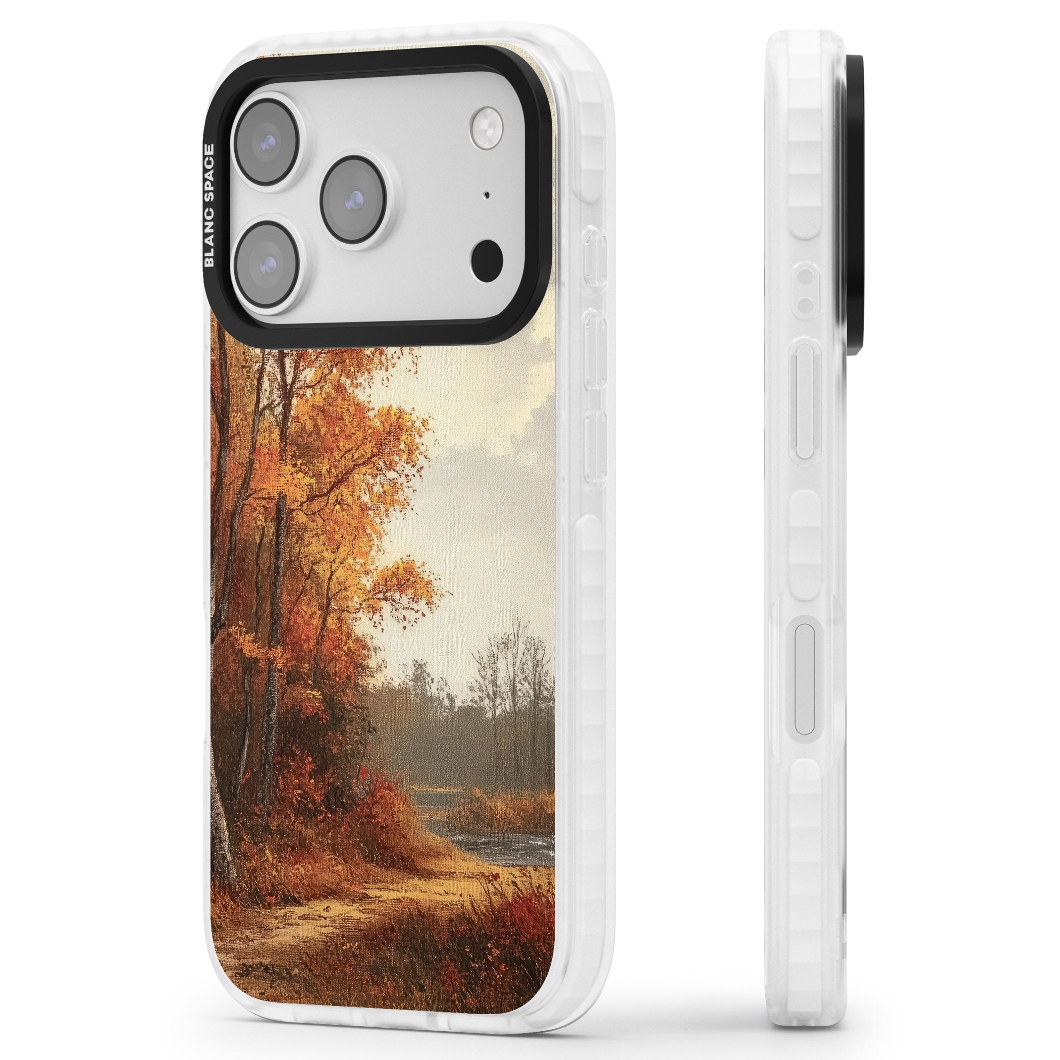 Vintage Autumn Oil Painting iPhone 17 Pro Impact Pro Clear Phone Case Side Profile