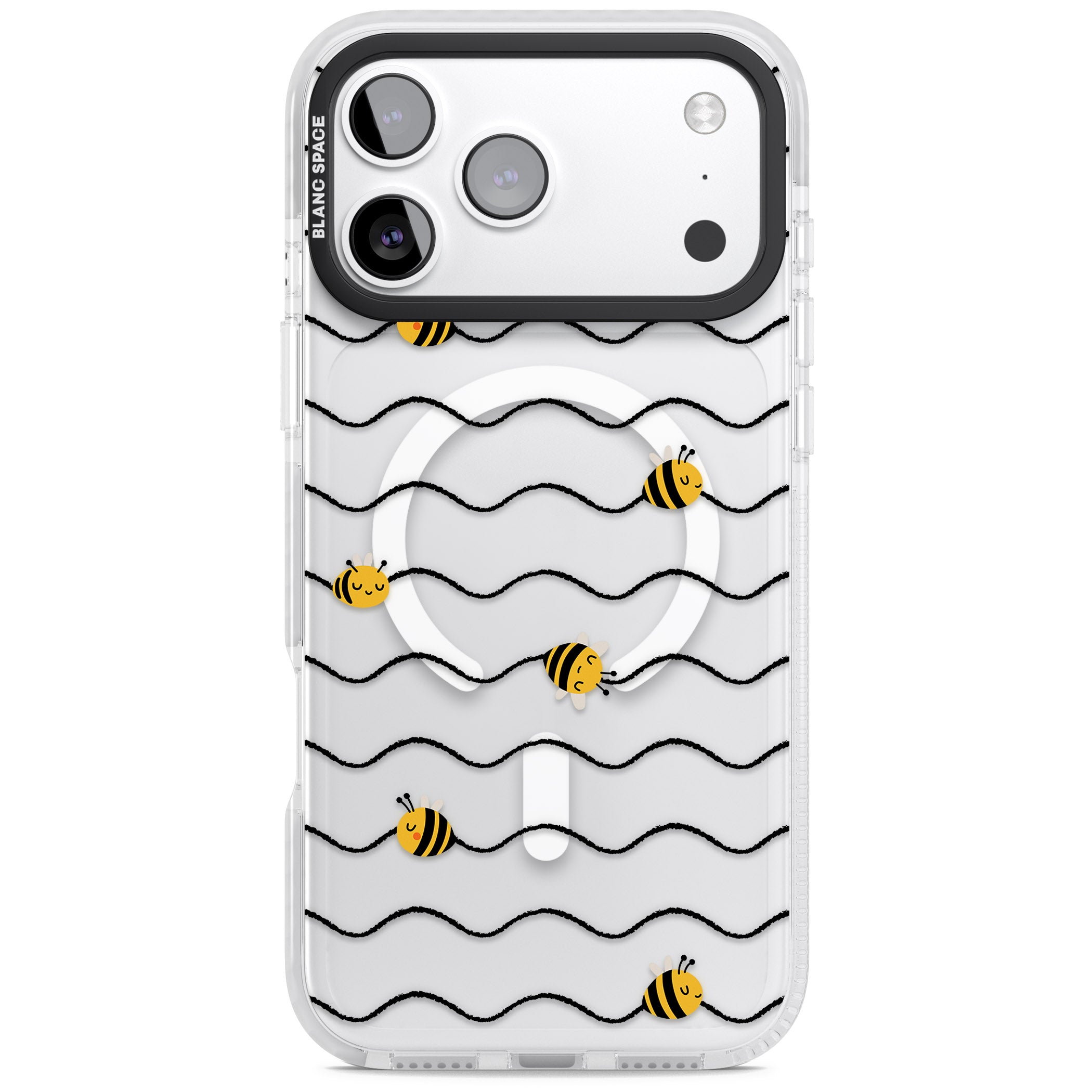 Bee Wave Pattern iPhone 17 Pro Impact Pro Clear Phone Case