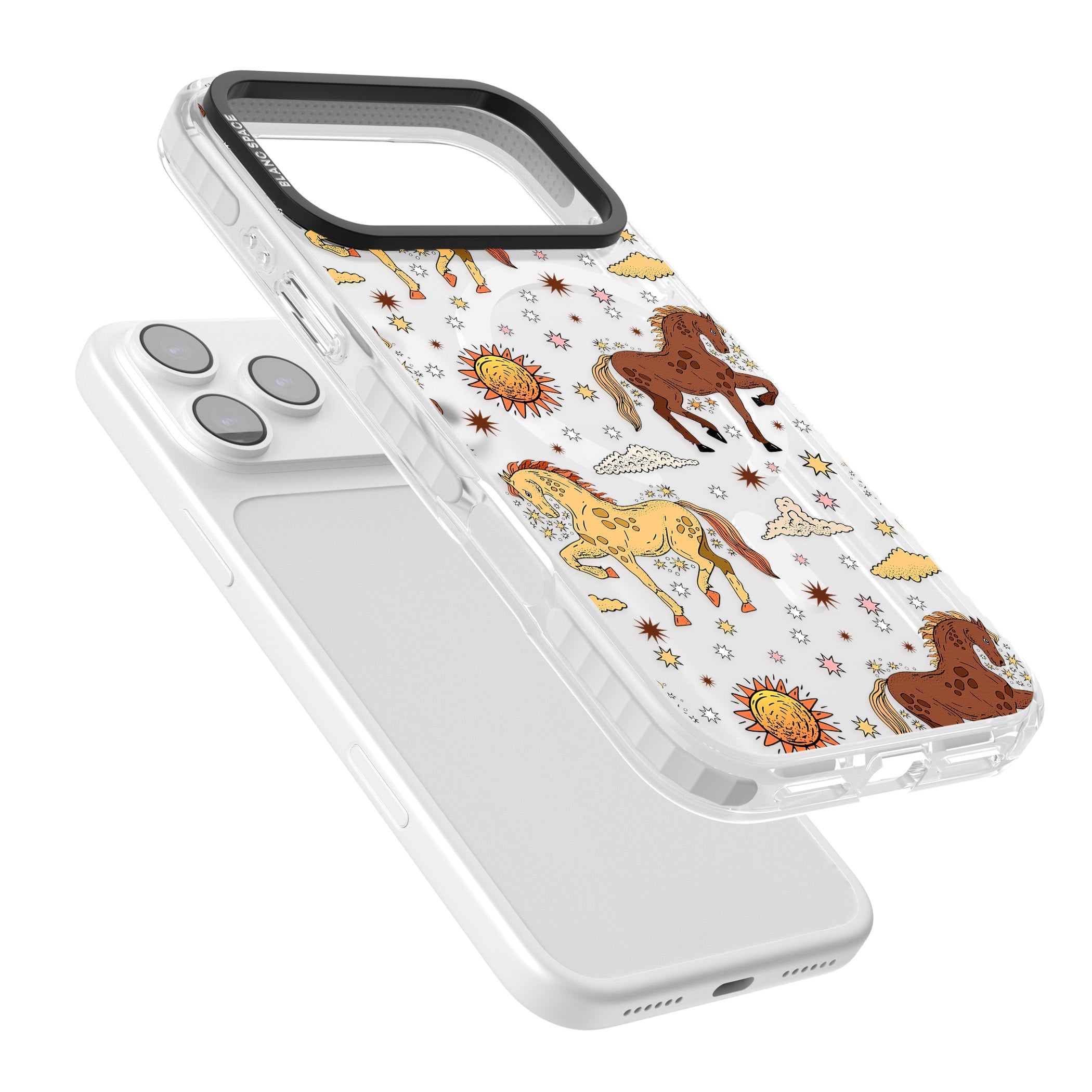 Boho Celestial Wild Horses iPhone 17 Pro Impact Pro Clear Phone Case Colours
