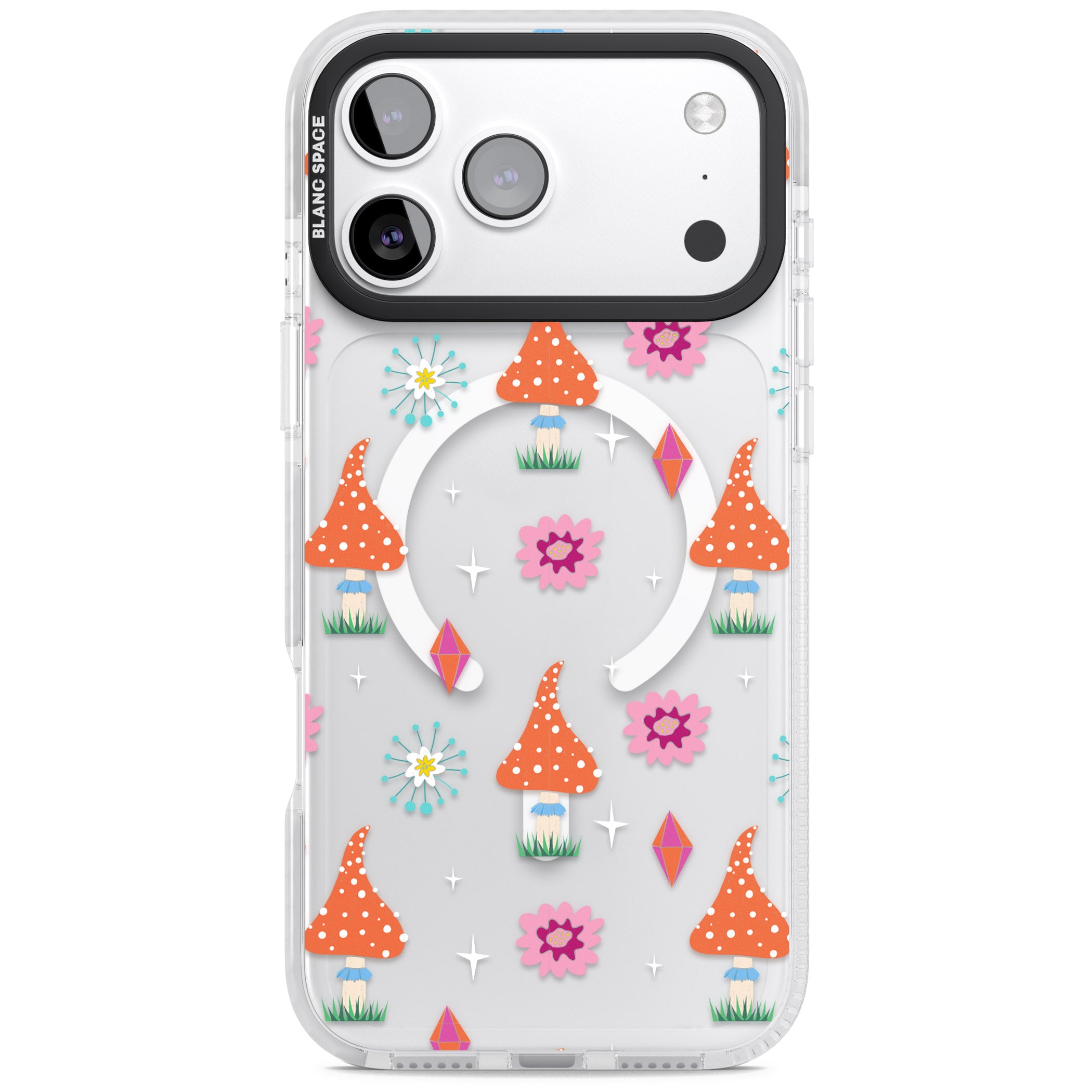 Boho Celestial Mushroom Crystal iPhone 17 Pro Impact Pro Clear Phone Case