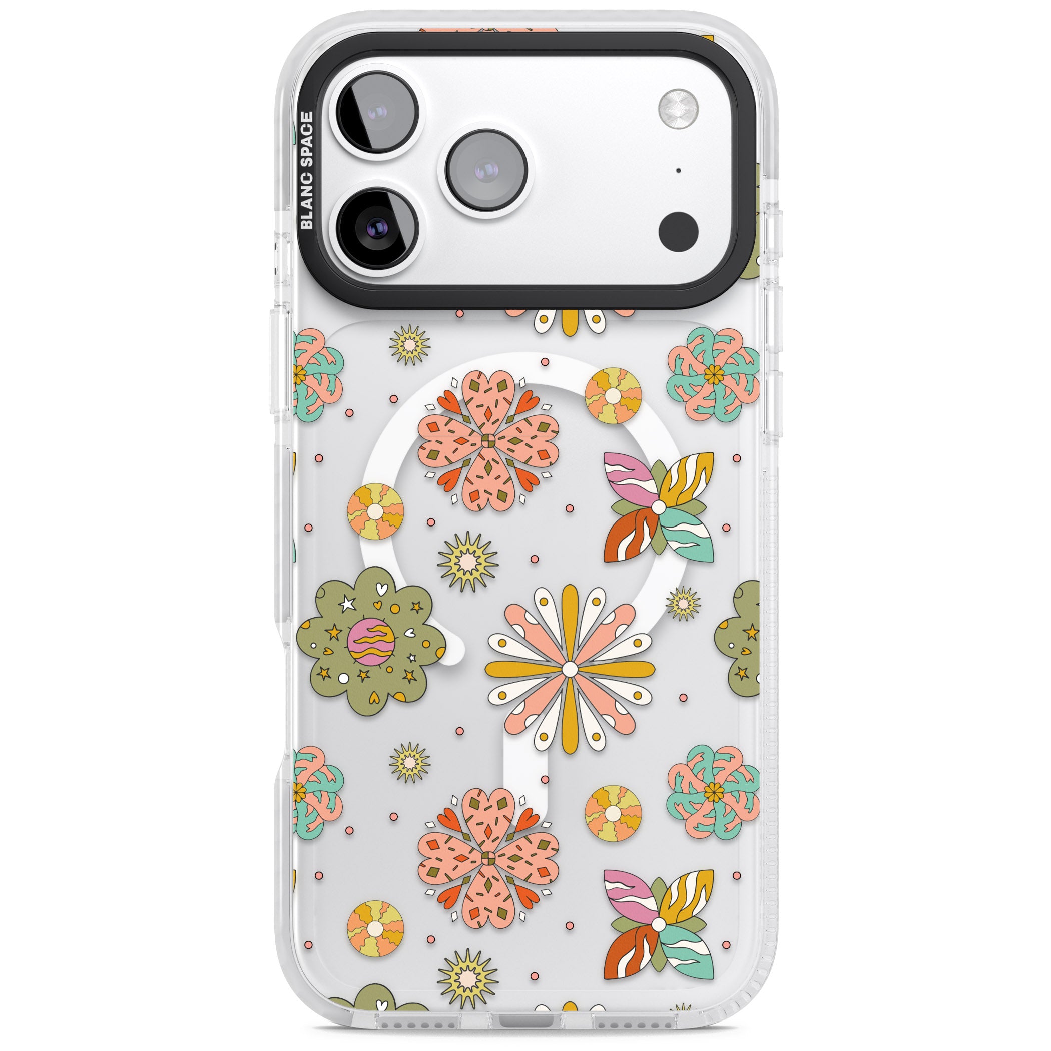 Boho Celestial Psychedelic Floral iPhone 17 Pro Impact Pro Clear Phone Case