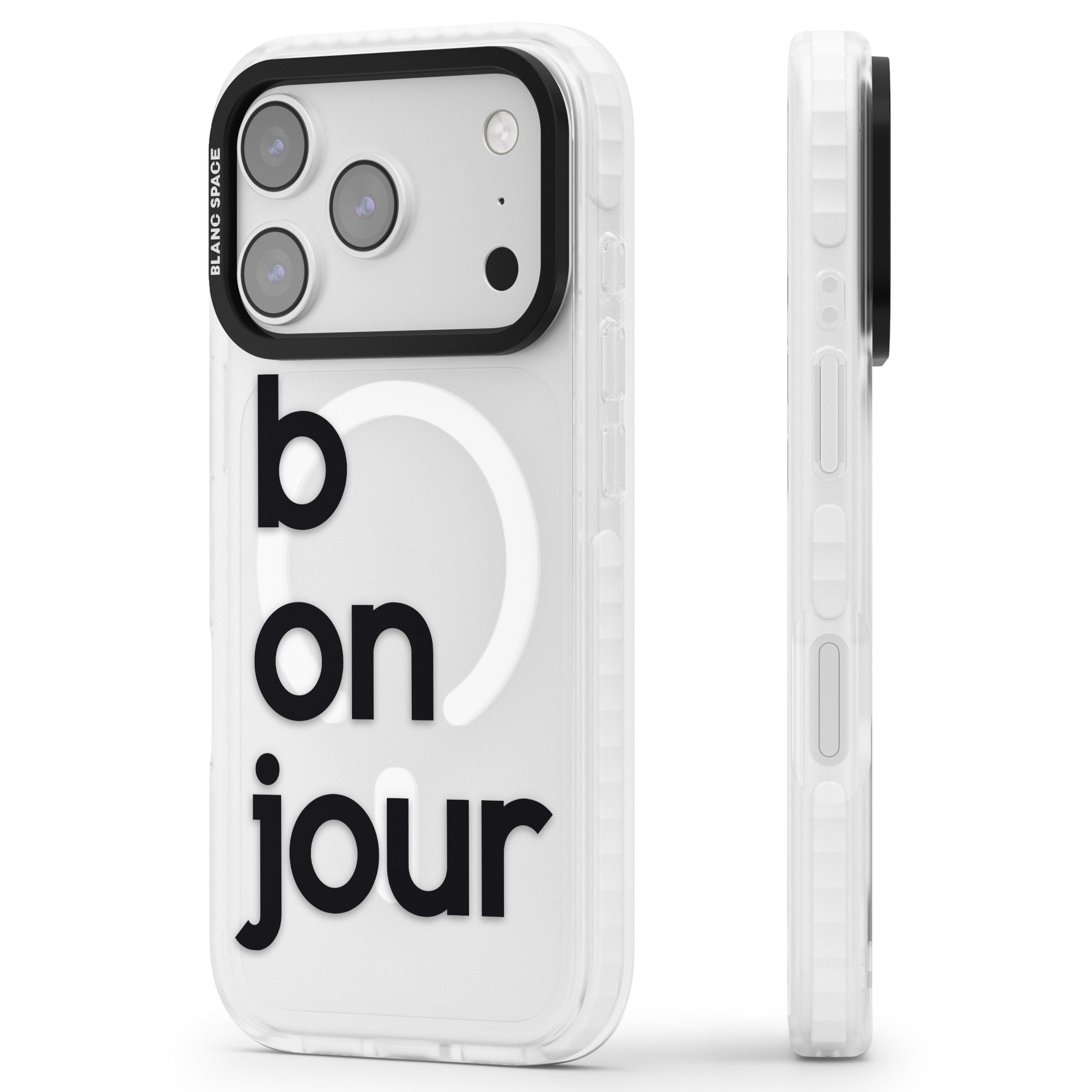 Bonjour iPhone 17 Pro Impact Pro Clear Phone Case Side Profile