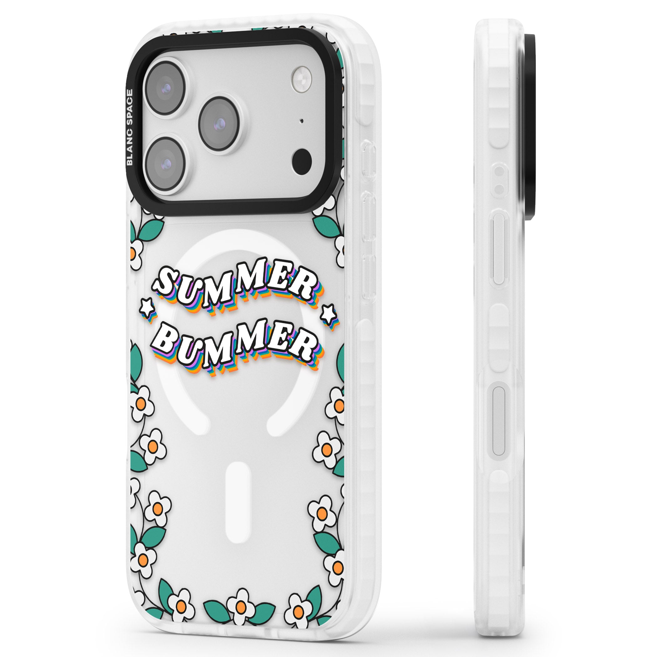 Summer Bummer iPhone 17 Pro Impact Pro Clear Phone Case Side Profile