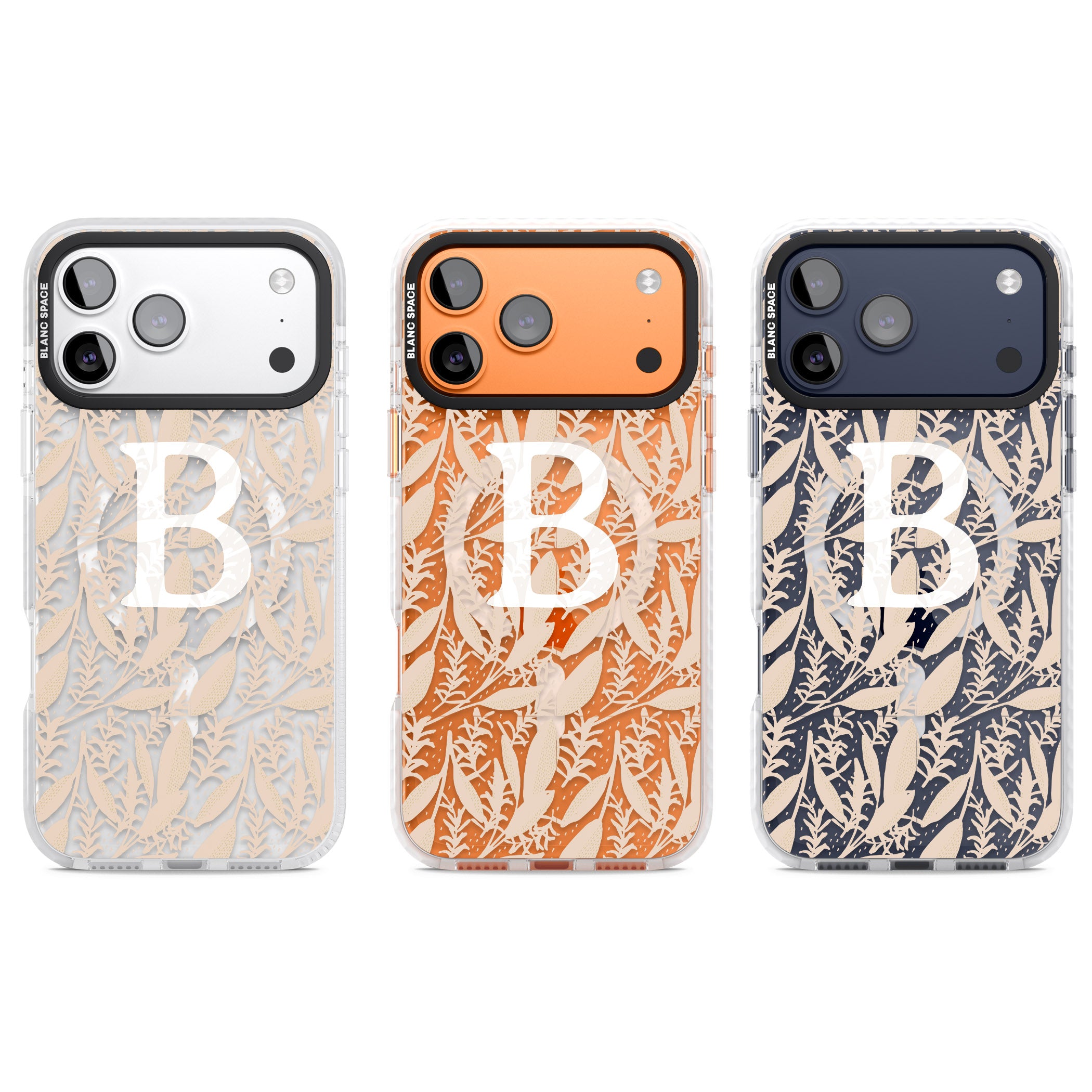Personalised Monogram Subtle Abstract Floral iPhone 17 Pro Impact Pro Clear Phone Case APT Impact Protection