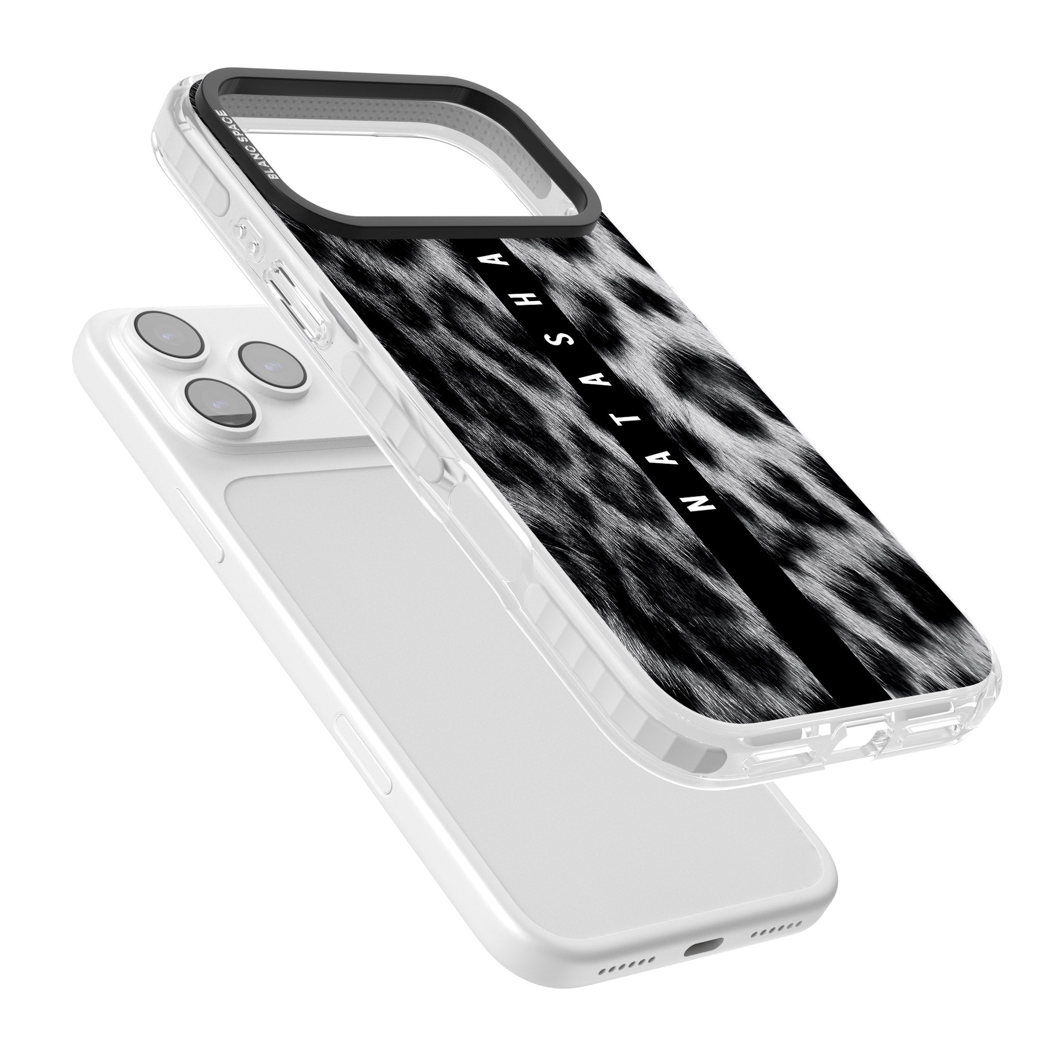 Personalised Snow Leopard Print iPhone 17 Pro Impact Pro Clear Phone Case Colours