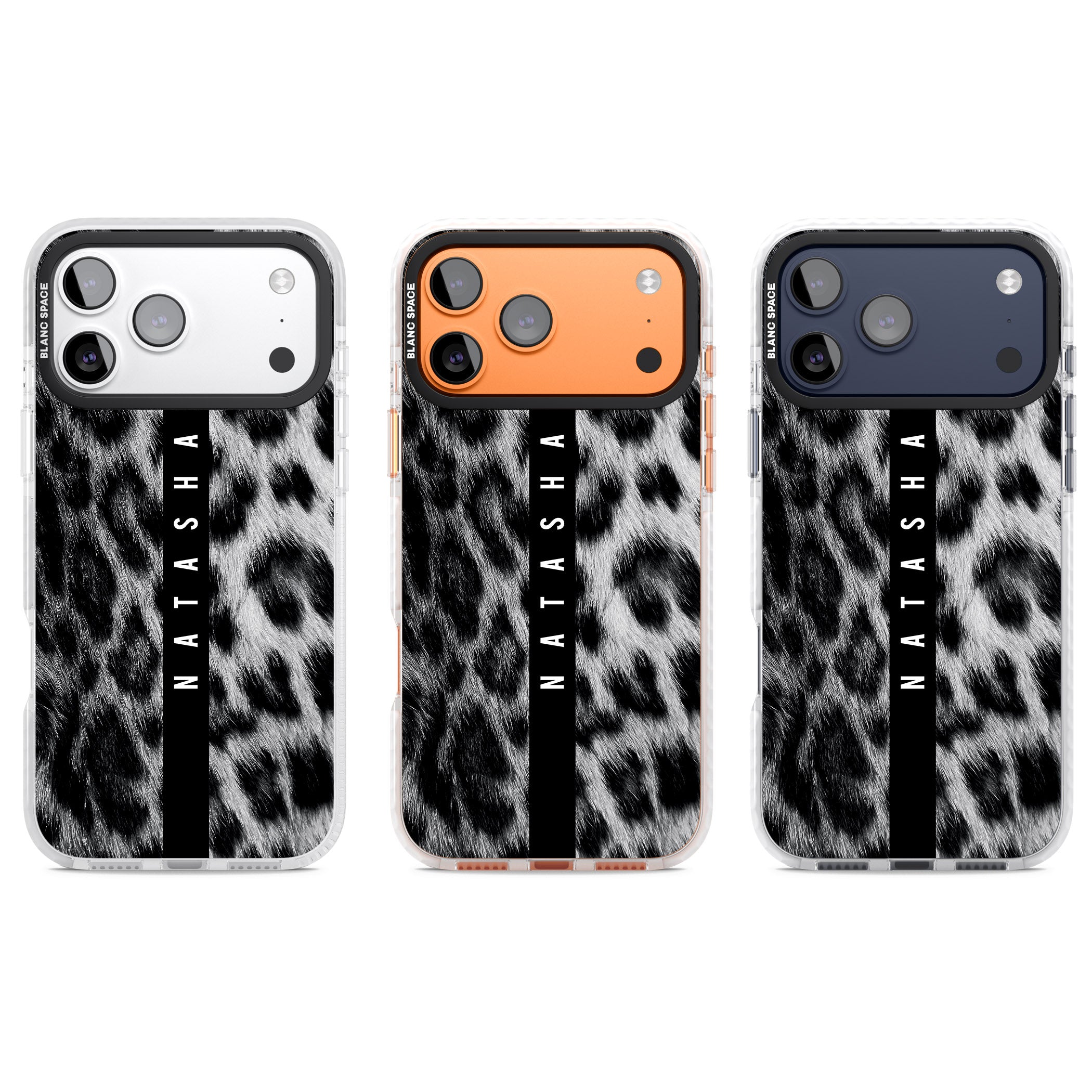 Personalised Snow Leopard Print iPhone 17 Pro Impact Pro Clear Phone Case APT Impact Protection