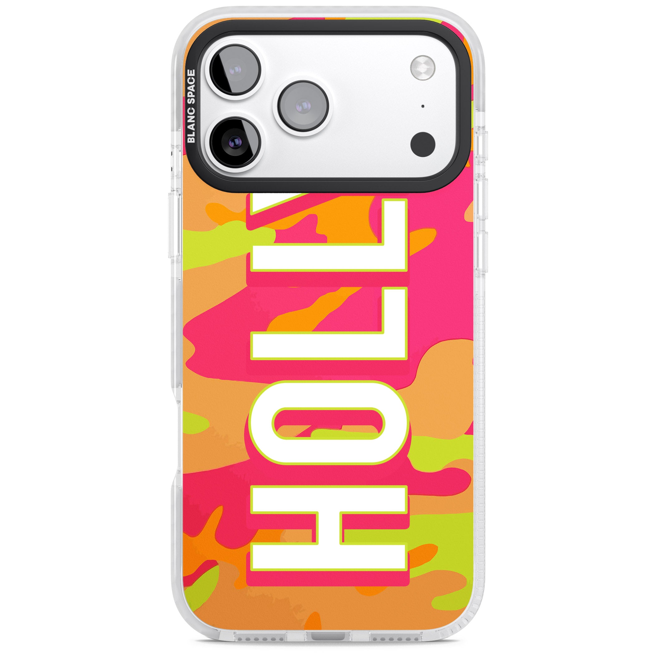 Personalised Bold Neon Camo iPhone 17 Pro Impact Pro Clear Phone Case