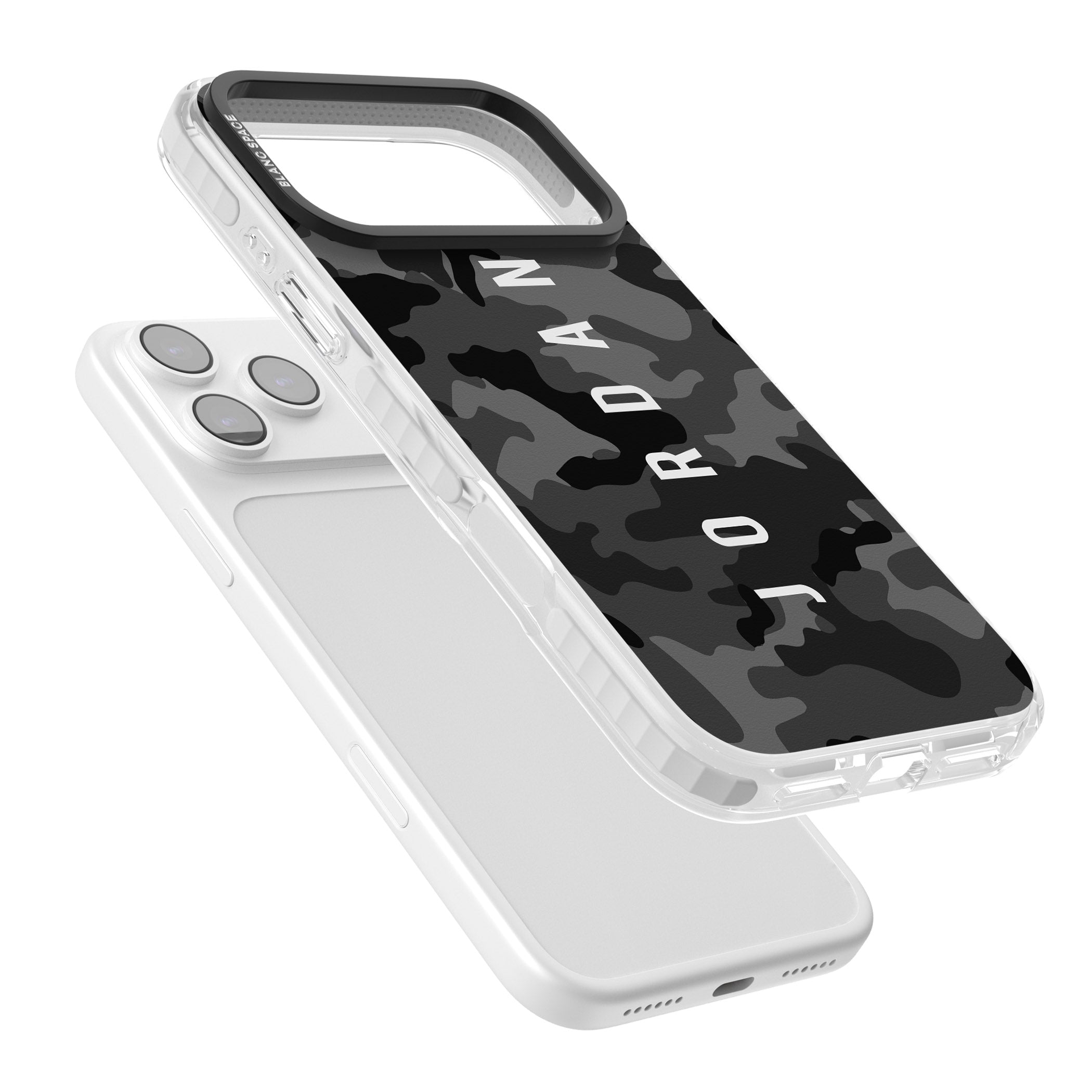 Personalised Black Camouflage Name iPhone 17 Pro Impact Pro Clear Phone Case Colours