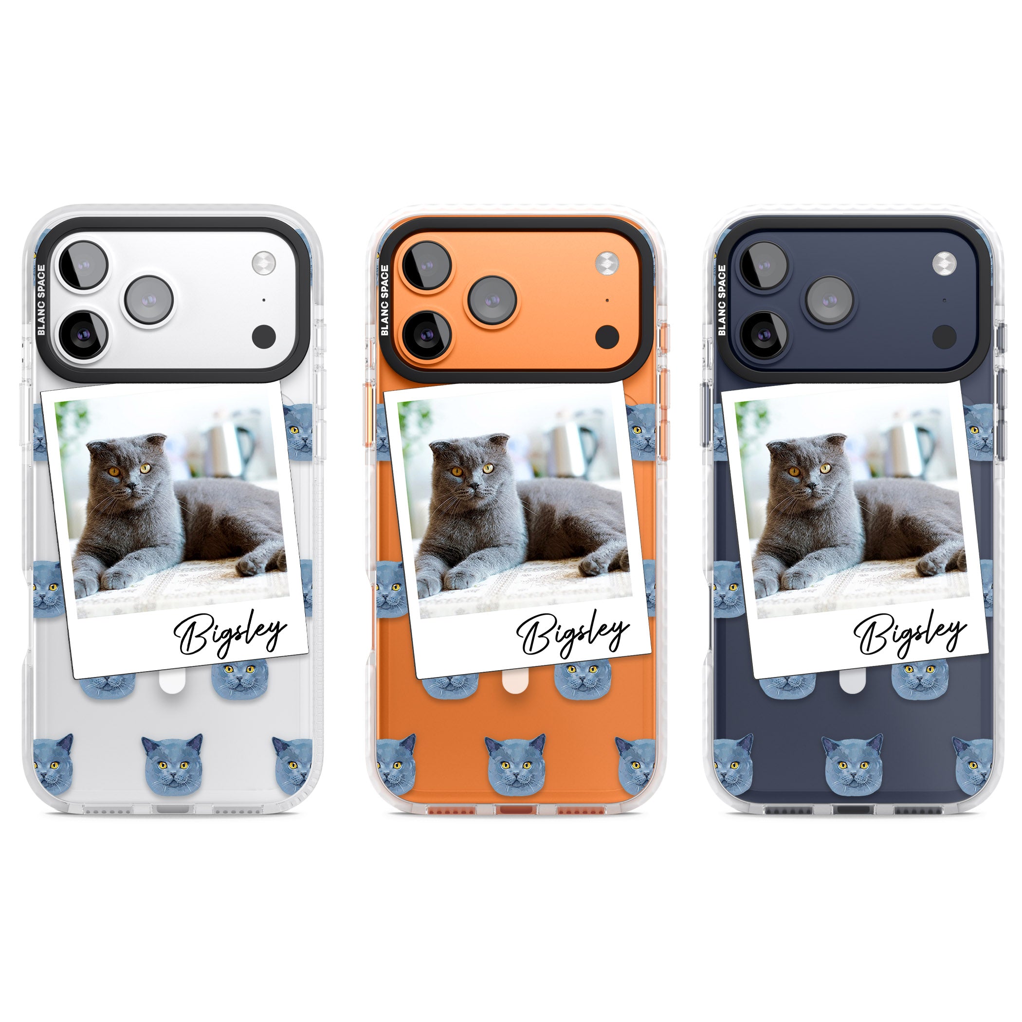 Personalised English Blue Cat Photo iPhone 17 Pro Impact Pro Clear Phone Case APT Impact Protection