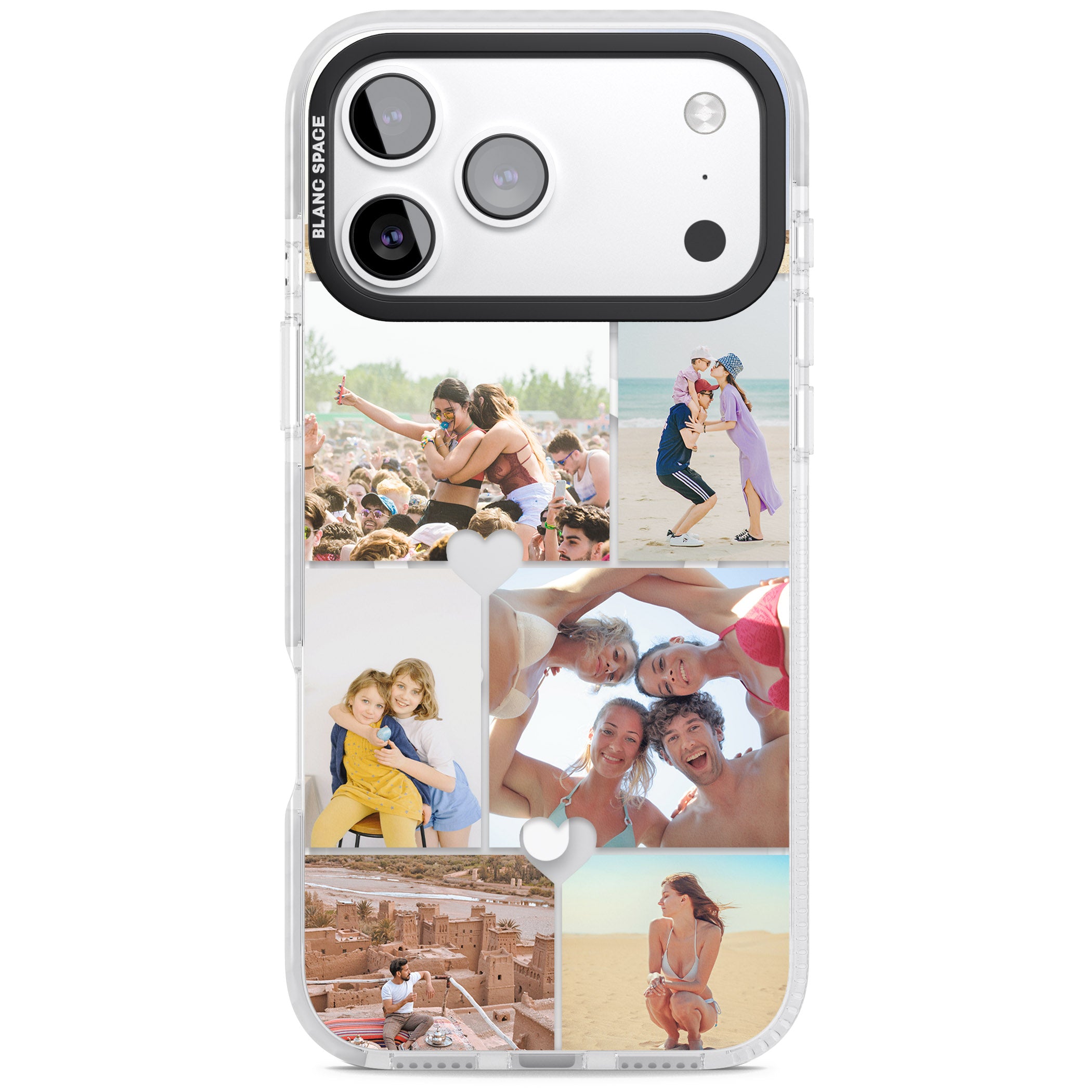 Personalised Heart Photo Grid iPhone 17 Pro Impact Pro Clear Phone Case