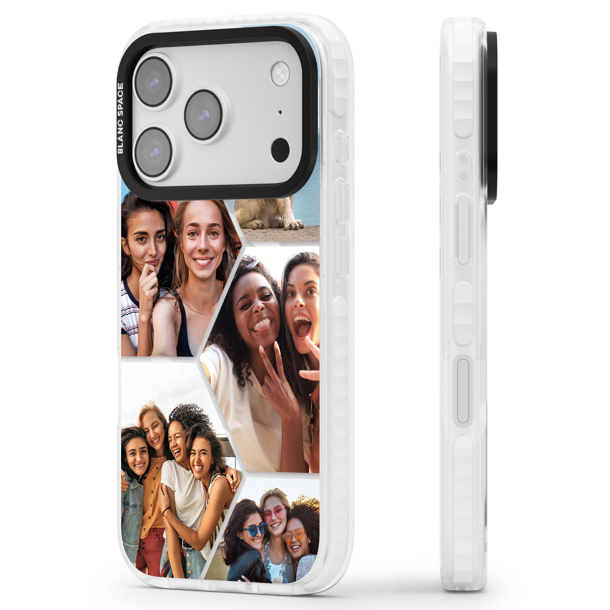 Personalised Beehive Photo Grid iPhone 17 Pro Impact Pro Clear Phone Case Side Profile