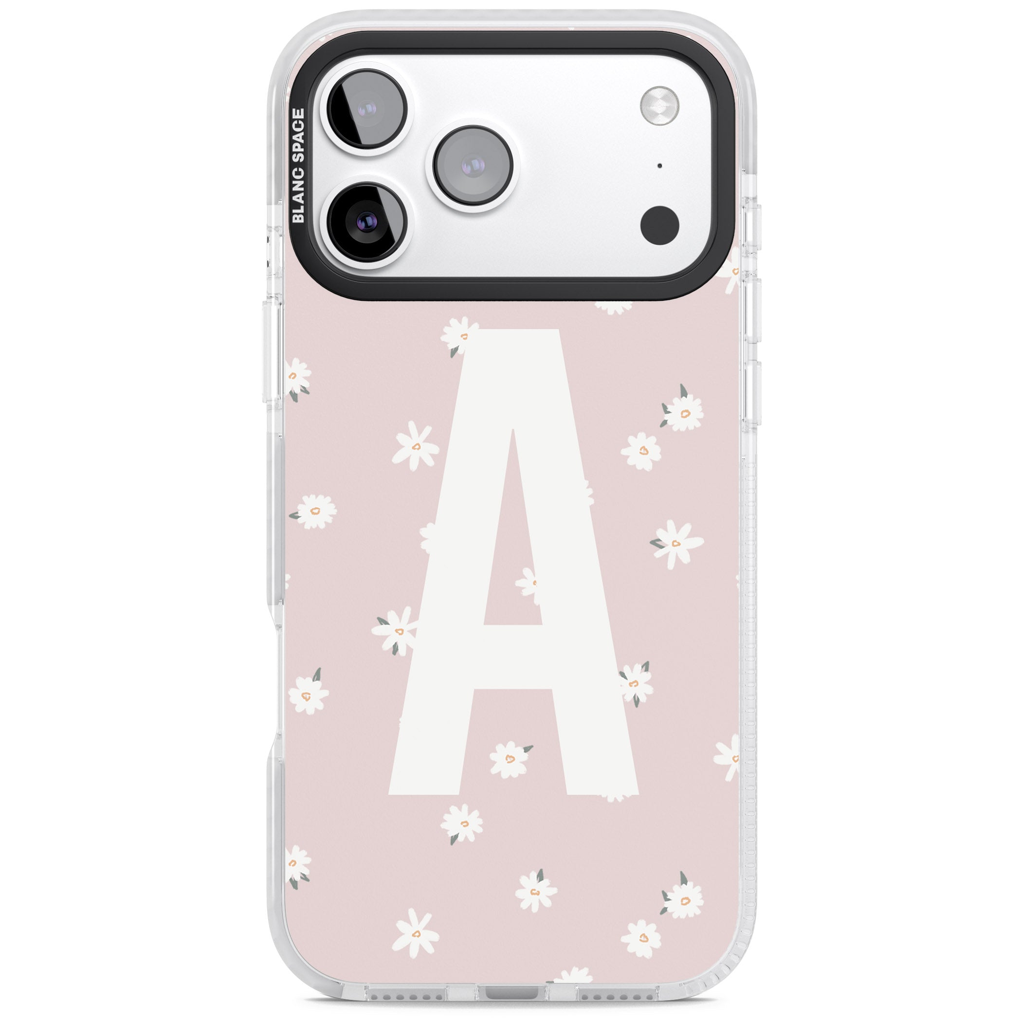 Personalised Pink Daisy Initial iPhone 17 Pro Impact Pro Clear Phone Case