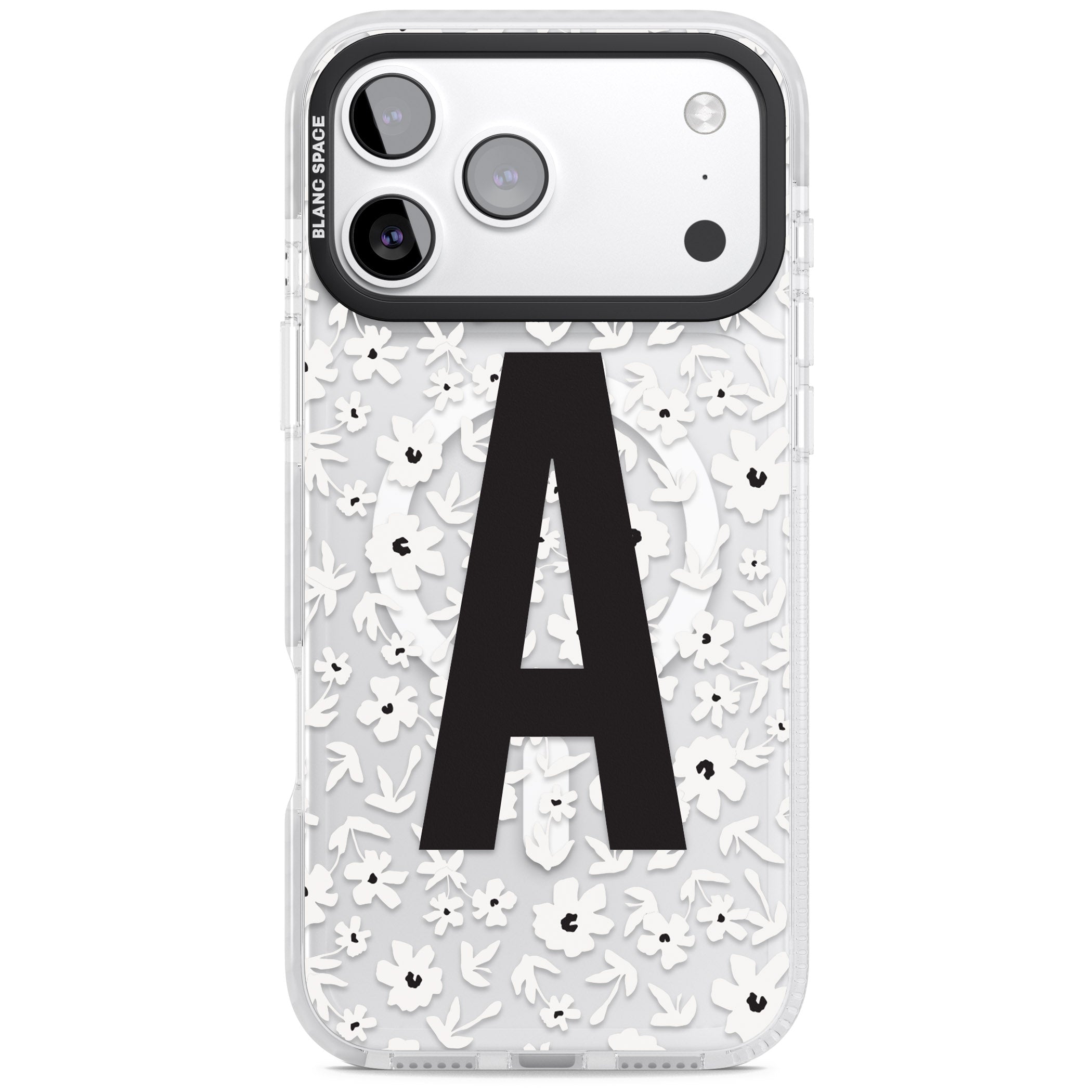 Personalised Bold Initial Floral iPhone 17 Pro Impact Pro Clear Phone Case