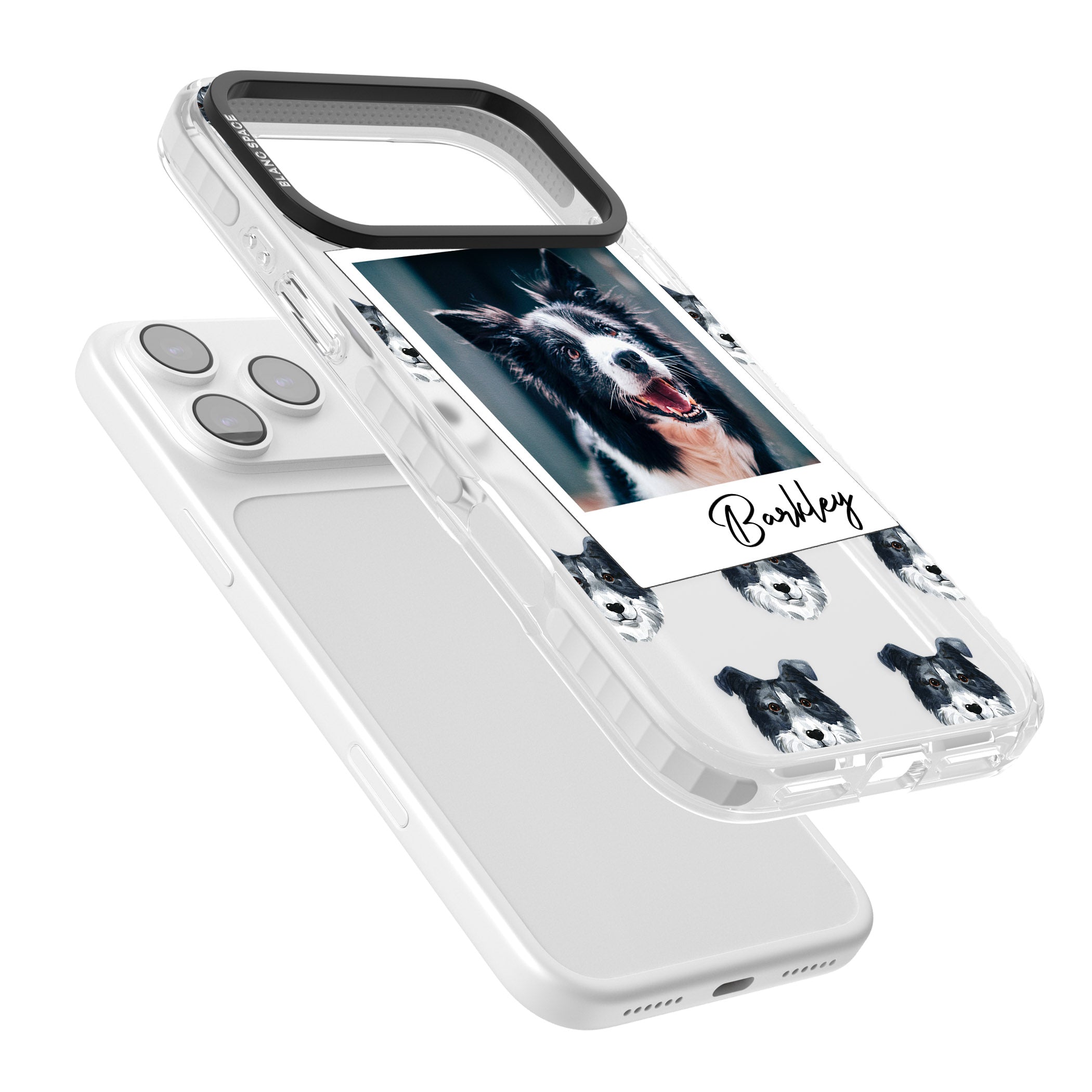 Personalised Border Collie Instant Camera Photo iPhone 17 Pro Impact Pro Clear Phone Case Colours