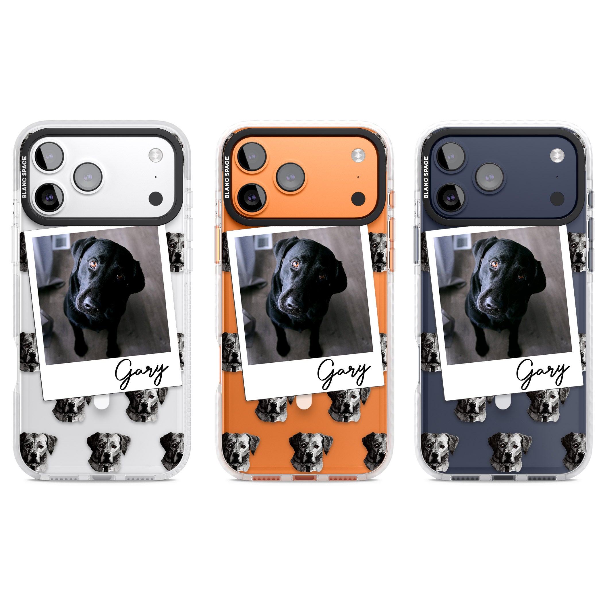 Personalised Black Labrador Instant Camera Photo iPhone 17 Pro Impact Pro Clear Phone Case APT Impact Protection