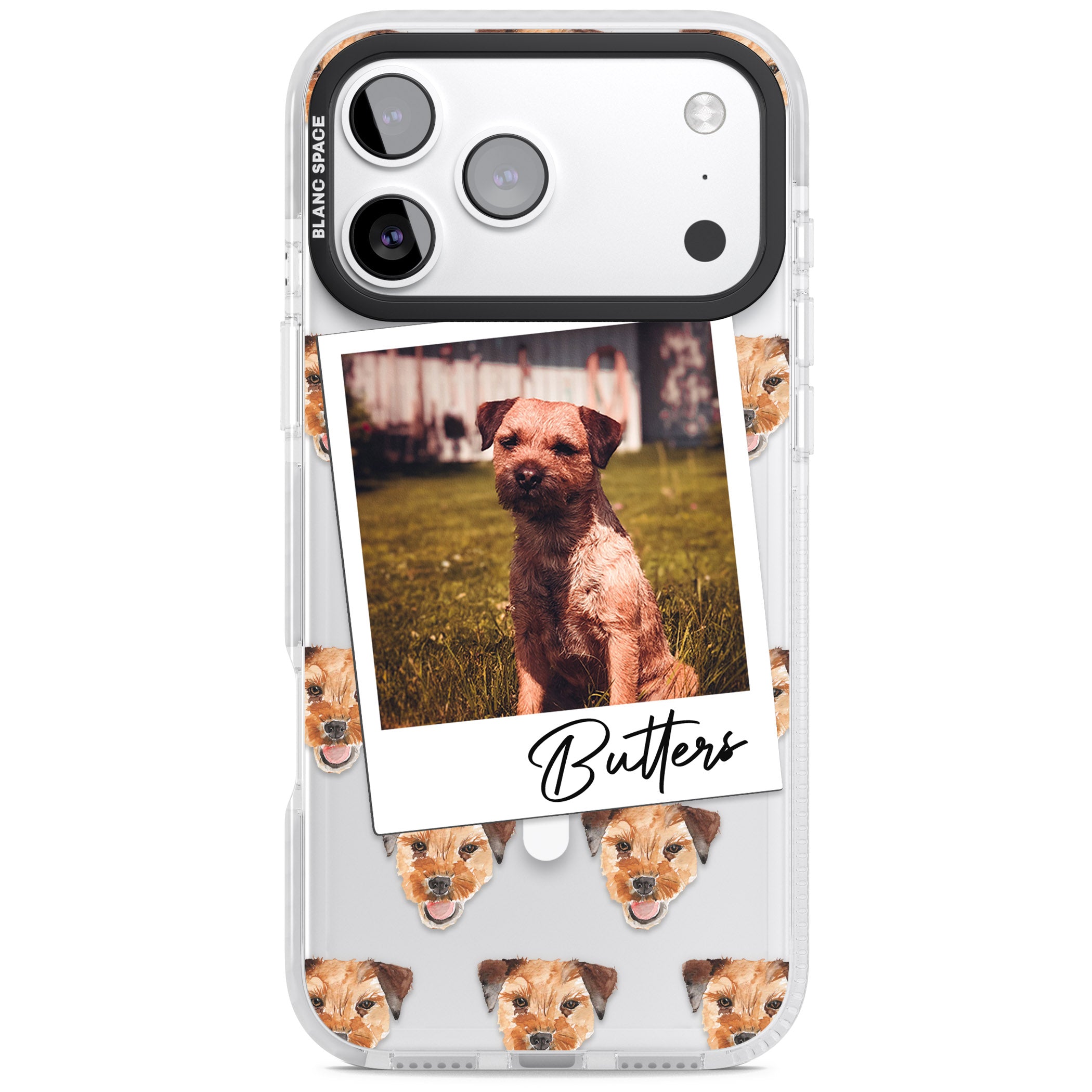 Personalised Border Terrier Instant Camera Photo iPhone 17 Pro Impact Pro Clear Phone Case