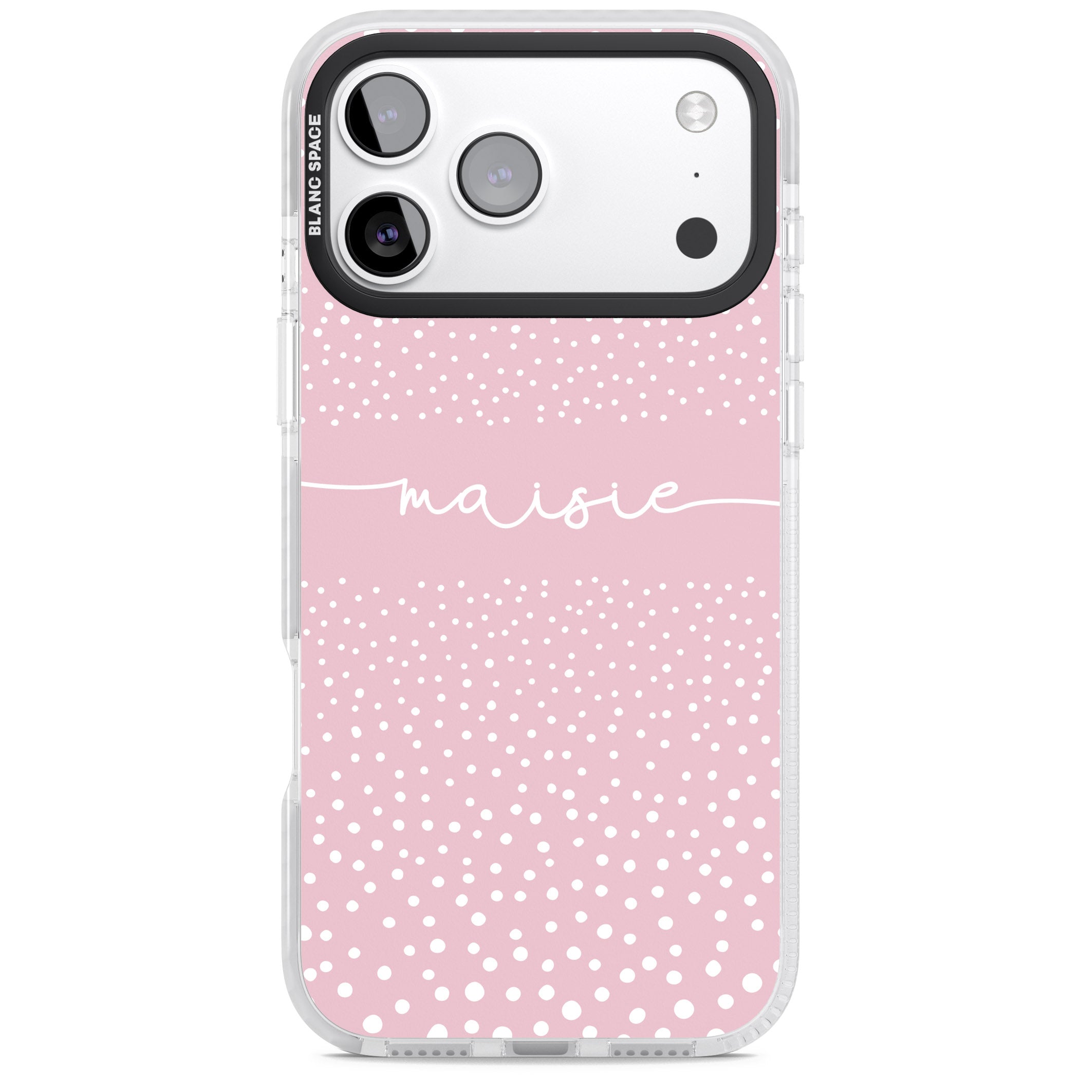 Personalised Pink Dots iPhone 17 Pro Impact Pro Clear Phone Case