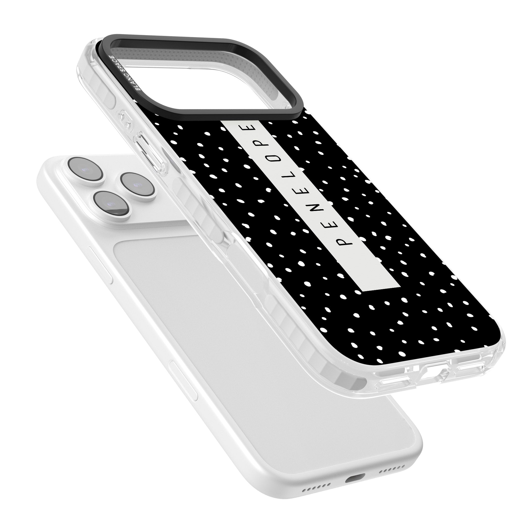 Personalised Black Dots iPhone 17 Pro Impact Pro Clear Phone Case Colours