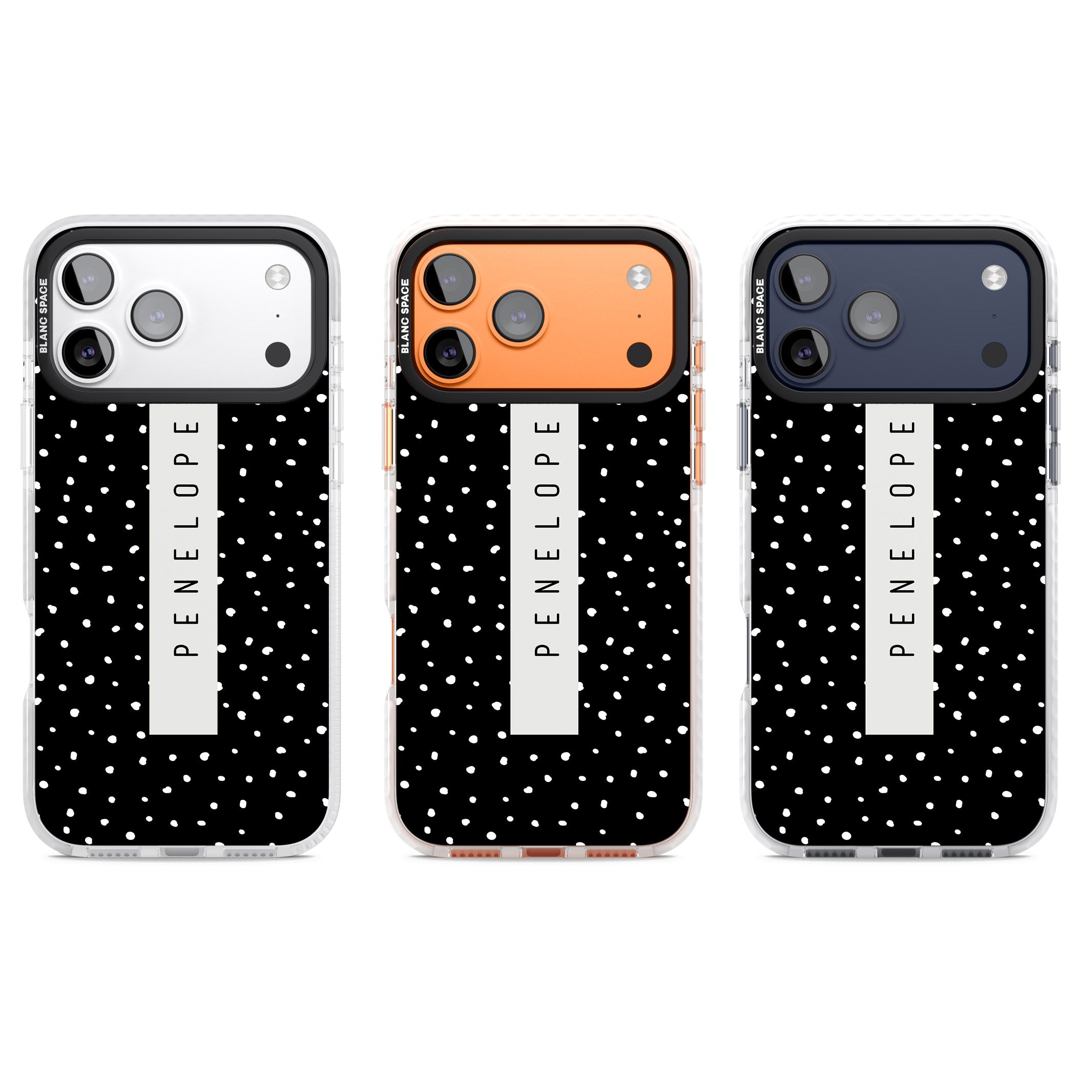 Personalised Black Dots iPhone 17 Pro Impact Pro Clear Phone Case APT Impact Protection
