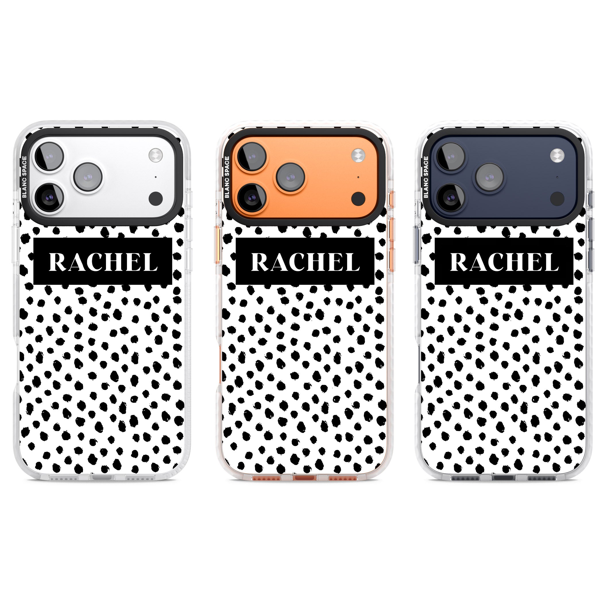 Personalised Black Dots iPhone 17 Pro Impact Pro Clear Phone Case APT Impact Protection