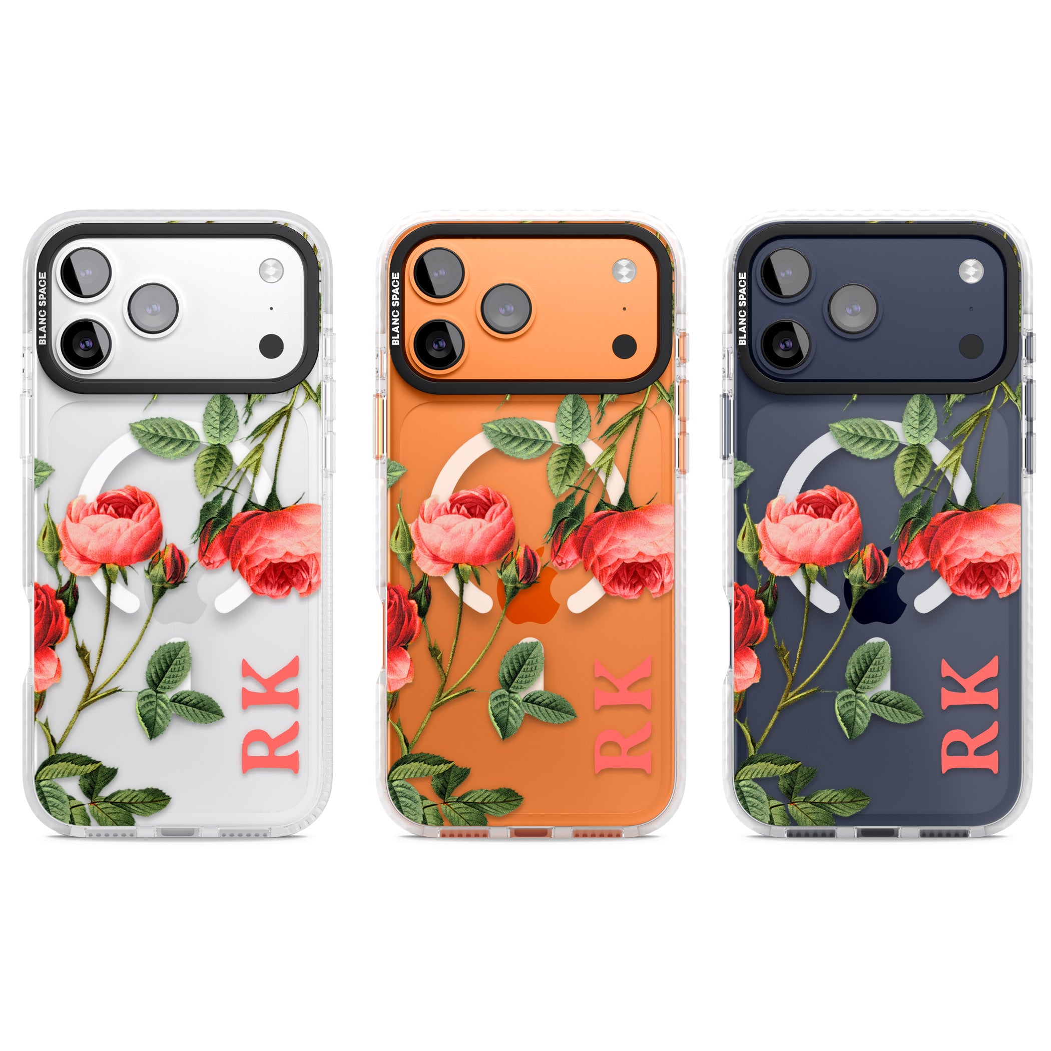 Personalised Vintage Floral Rose iPhone 17 Pro Impact Pro Clear Phone Case APT Impact Protection