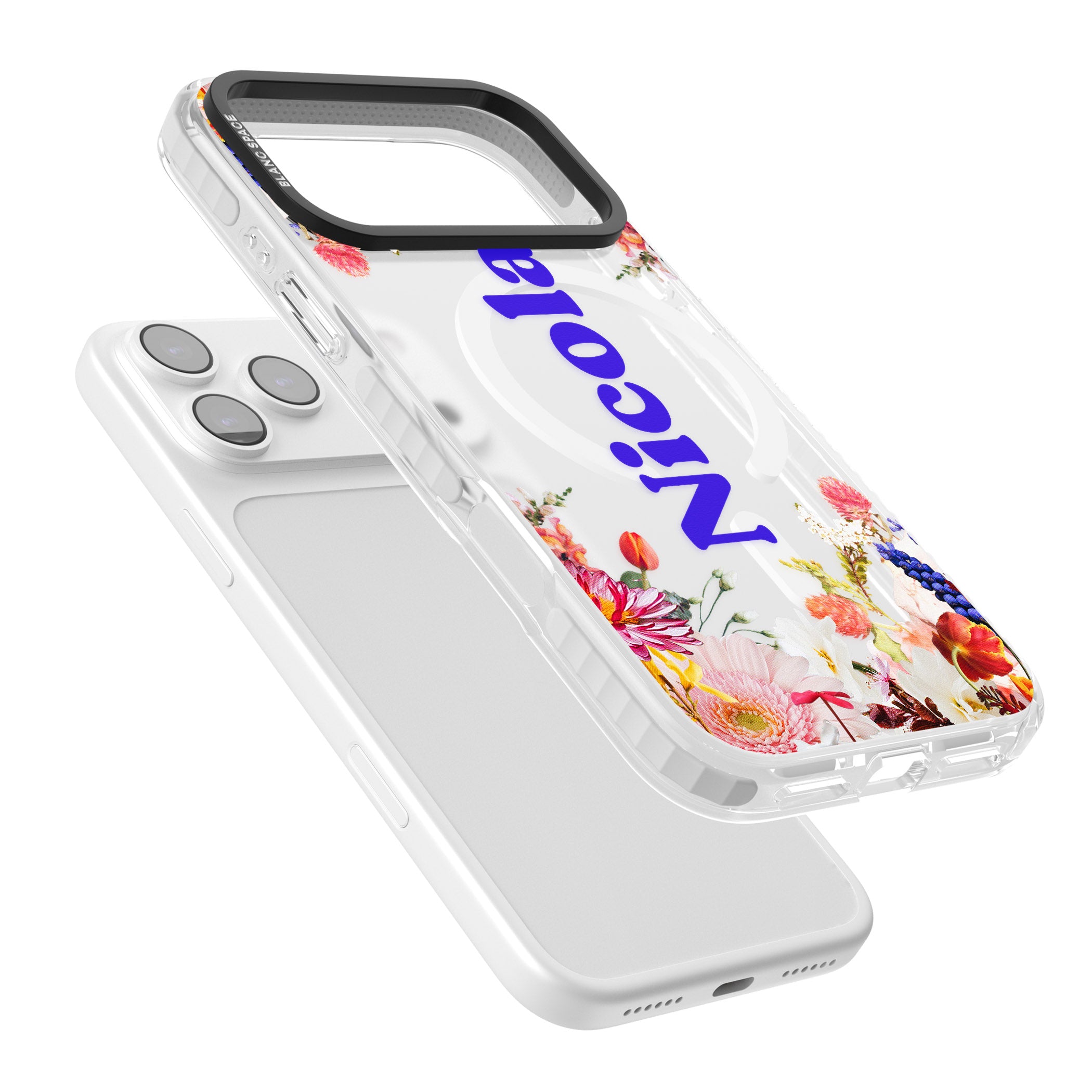 Personalised Floral Name iPhone 17 Pro Impact Pro Clear Phone Case Colours