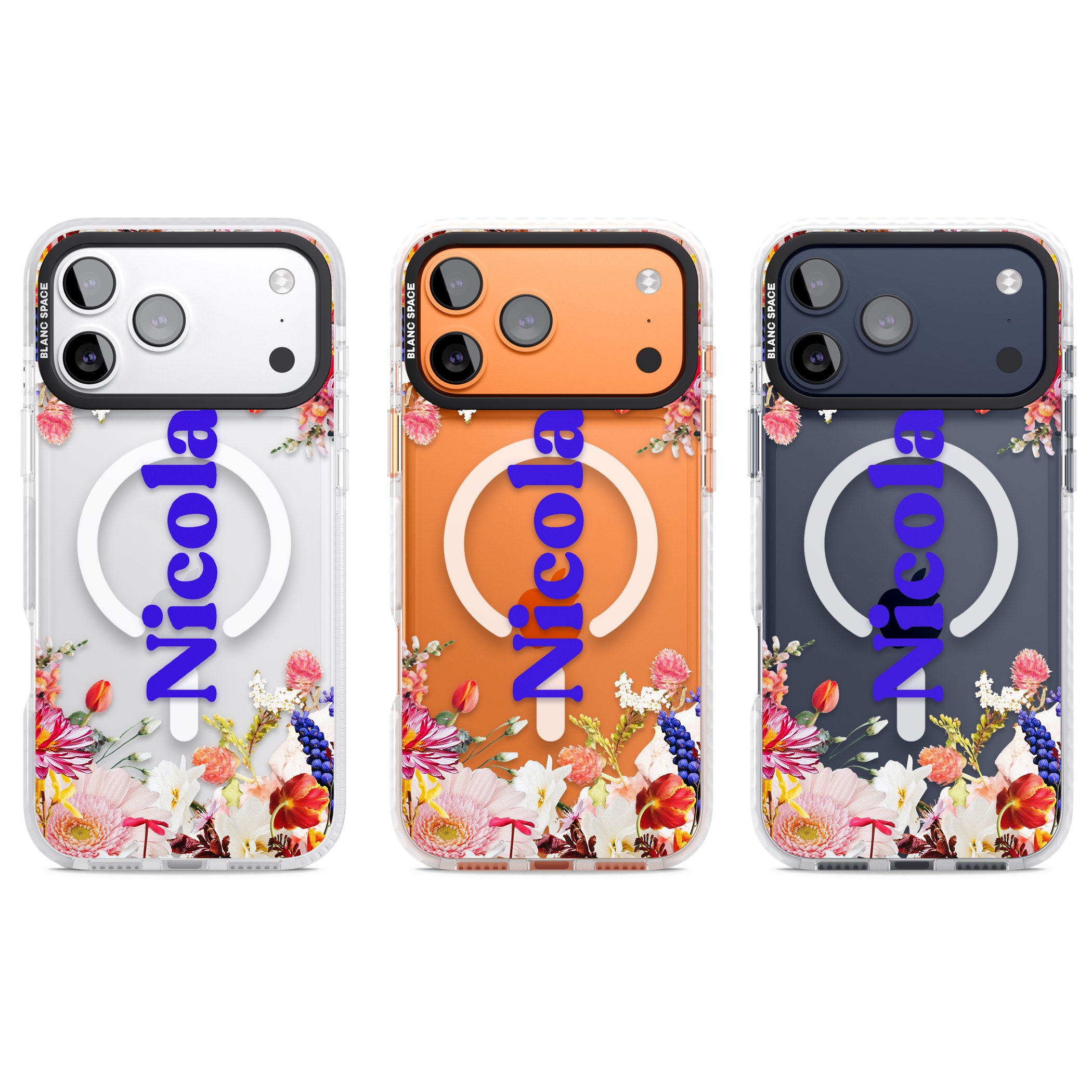 Personalised Floral Name iPhone 17 Pro Impact Pro Clear Phone Case APT Impact Protection