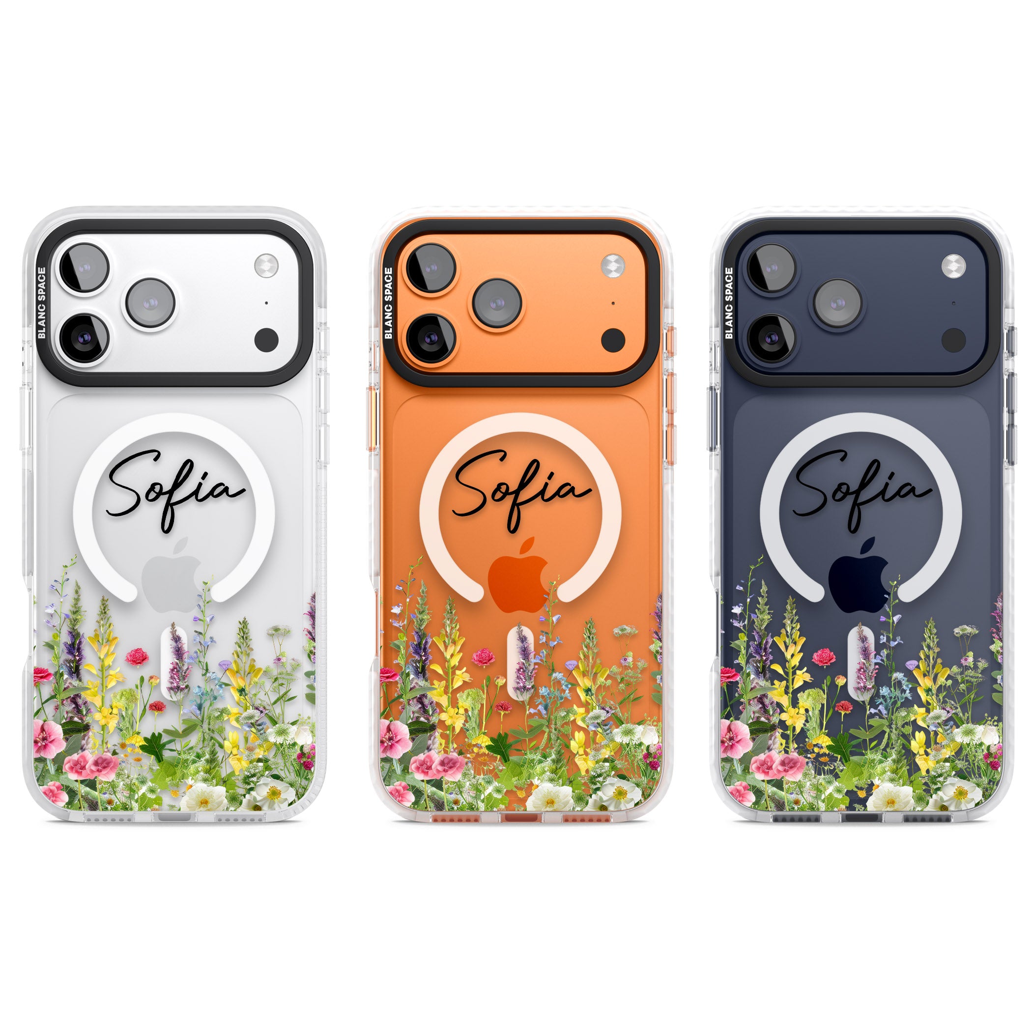 Personalised Garden Wildfowers iPhone 17 Pro Impact Pro Clear Phone Case APT Impact Protection