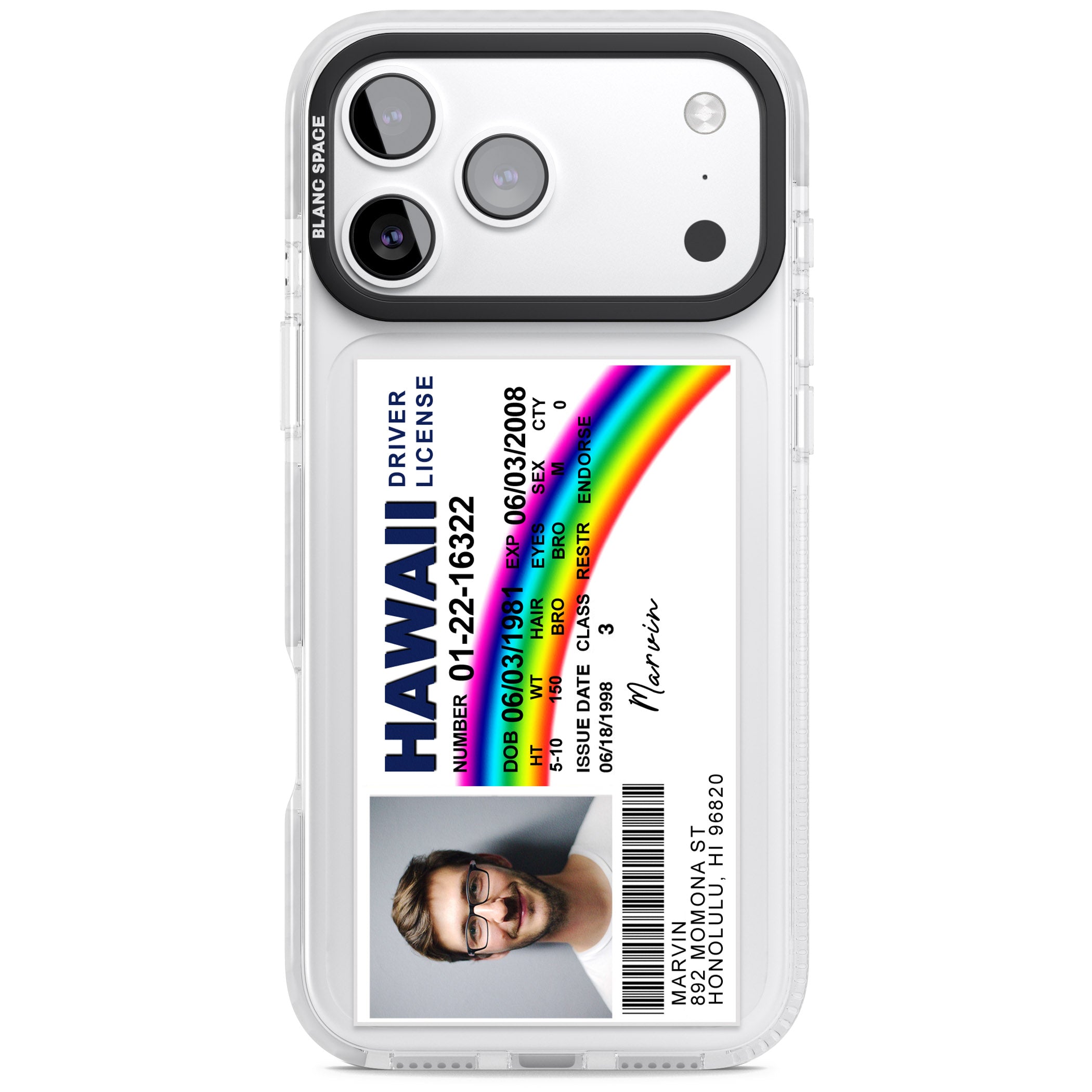 Personalised Hawaii Driving License iPhone 17 Pro Impact Pro Clear Phone Case