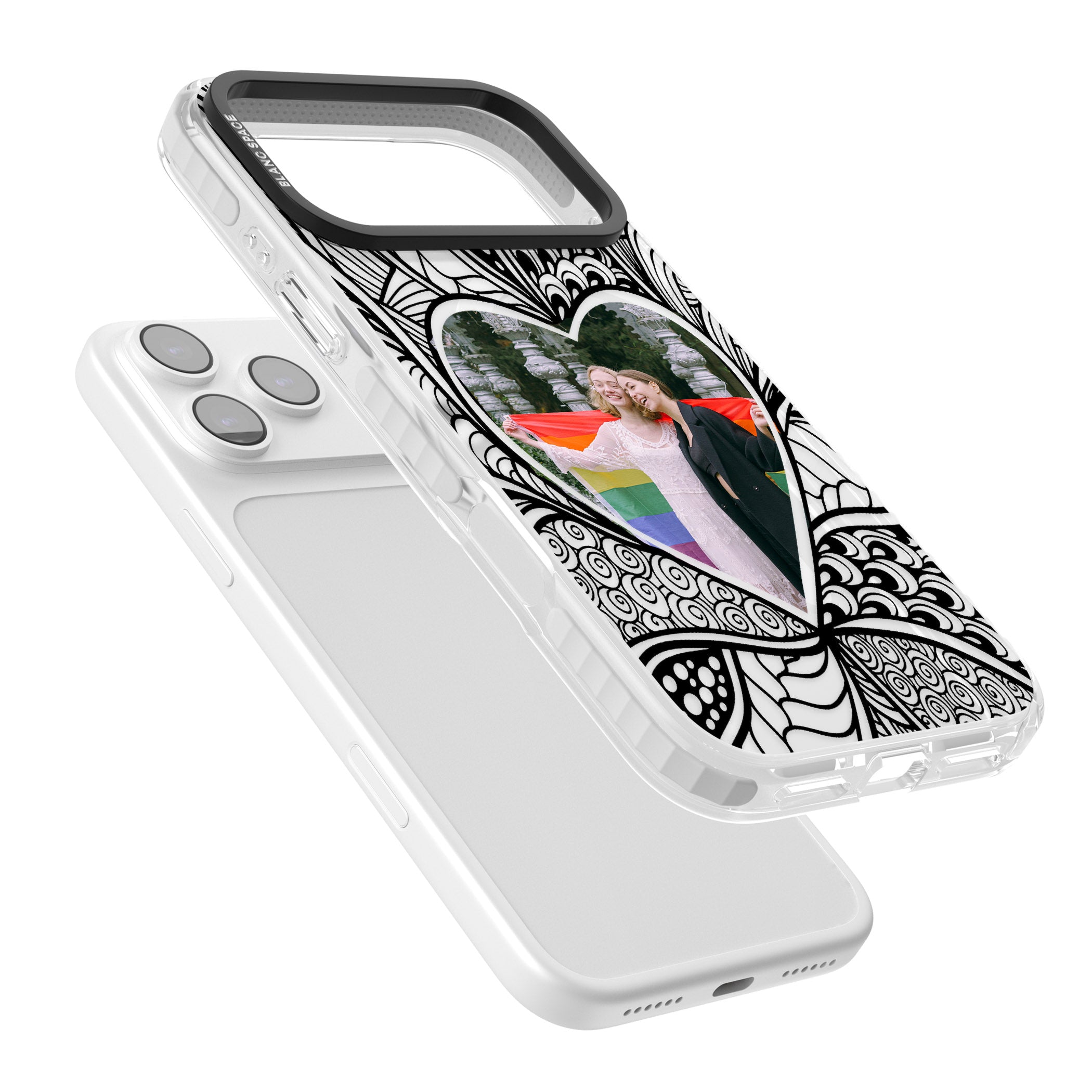 Personalised Henna Heart Photo Case iPhone 17 Pro Impact Pro Clear Phone Case Colours